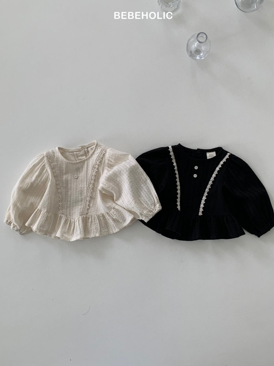 Lace frill peplum blouse