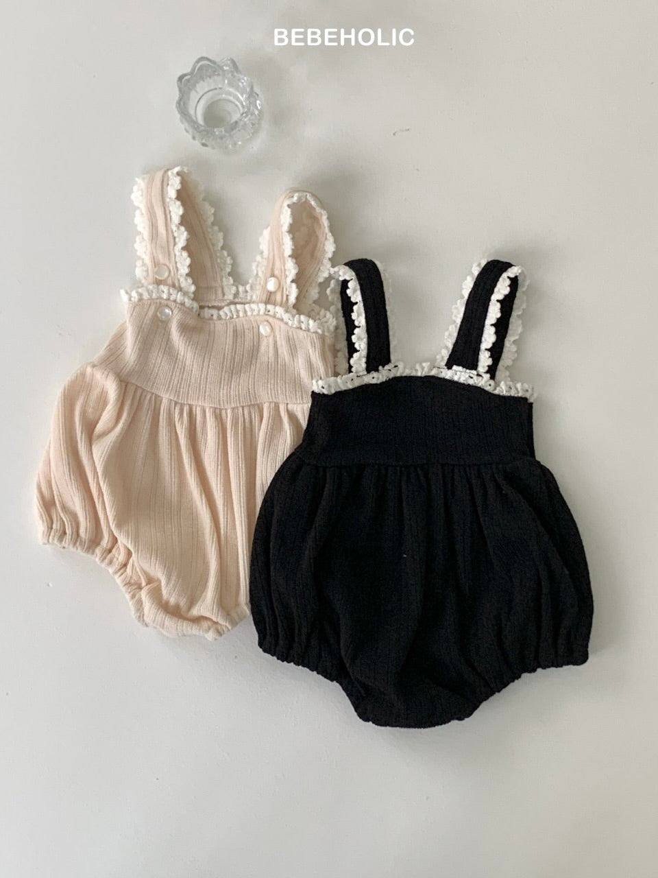 Lumi lace suspender rompers