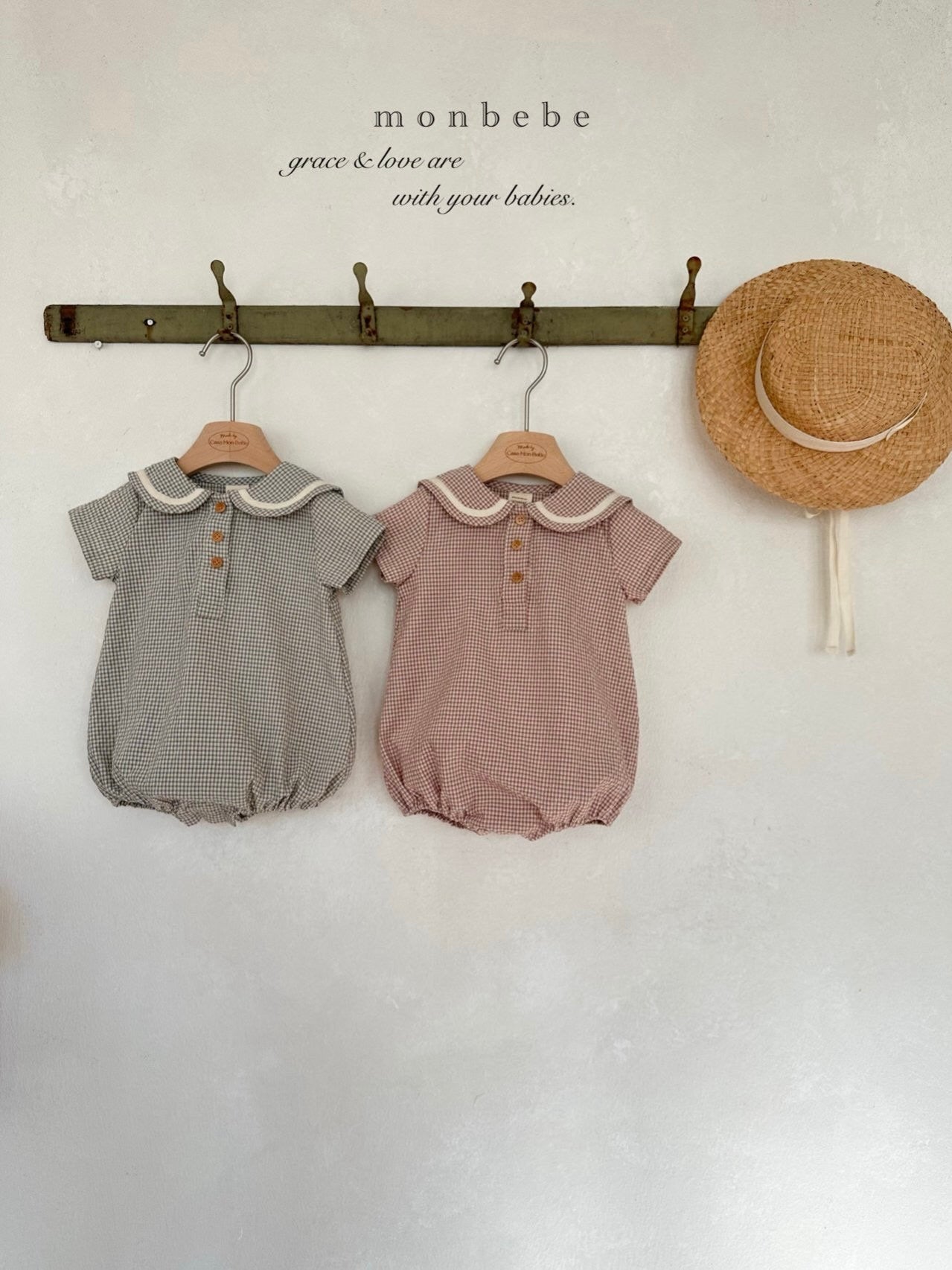 Checked sailor rompers