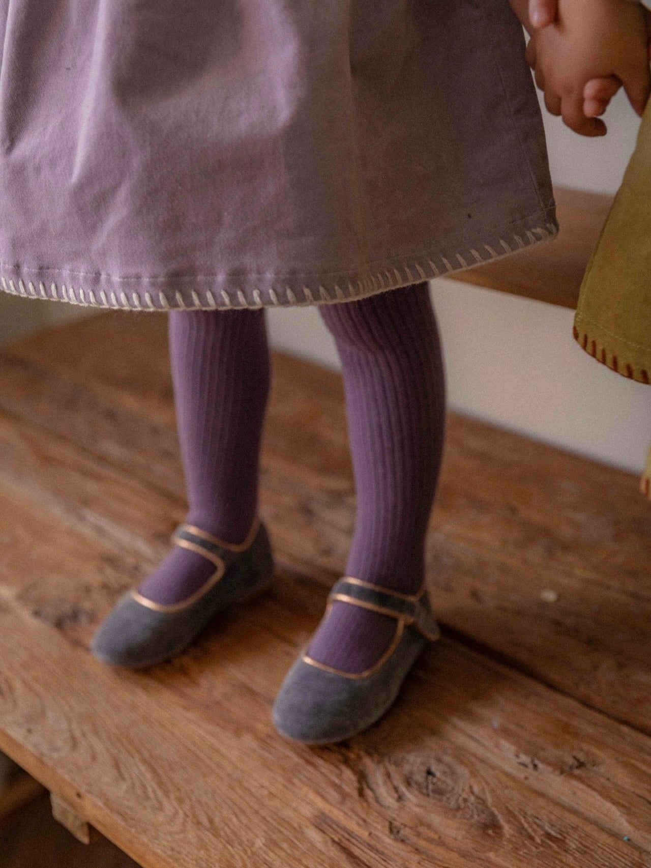 Velour ribbed tights