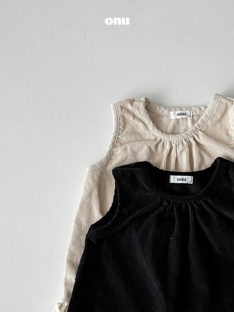 Corduroy frill one piece