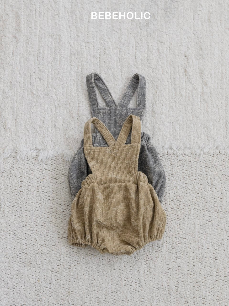 Caramel suspender rompers