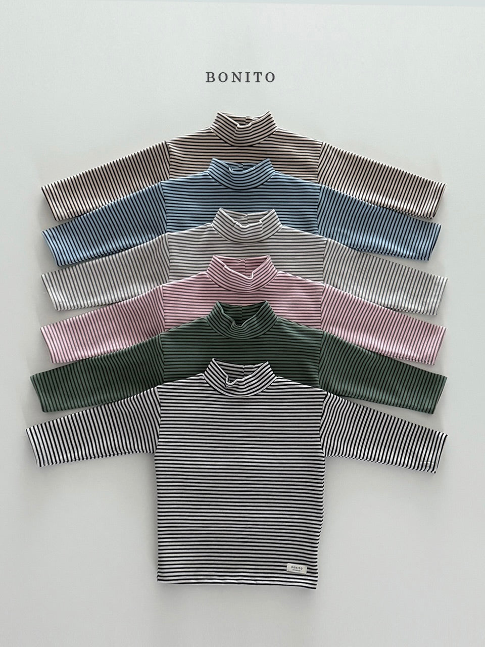 Striped fleece mock neck T-shirt