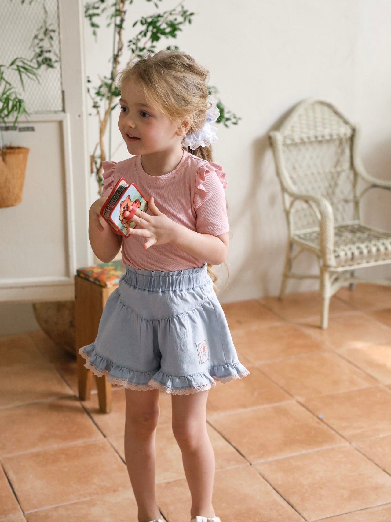 Rose denim pants