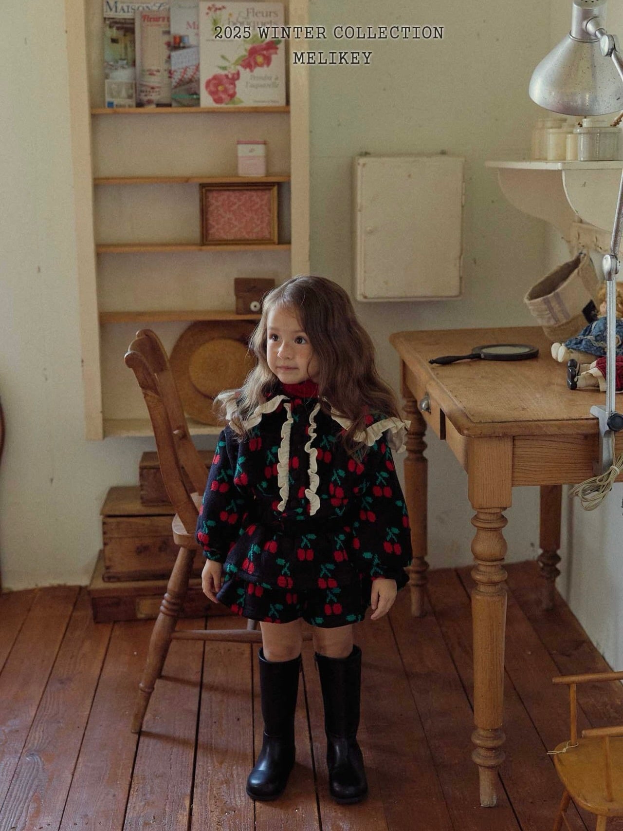 Cherry frill cardigan