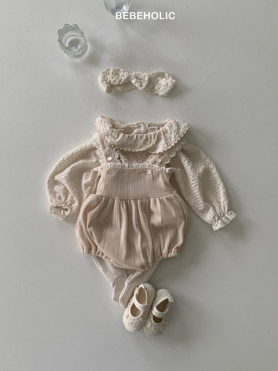Lumi lace suspender rompers
