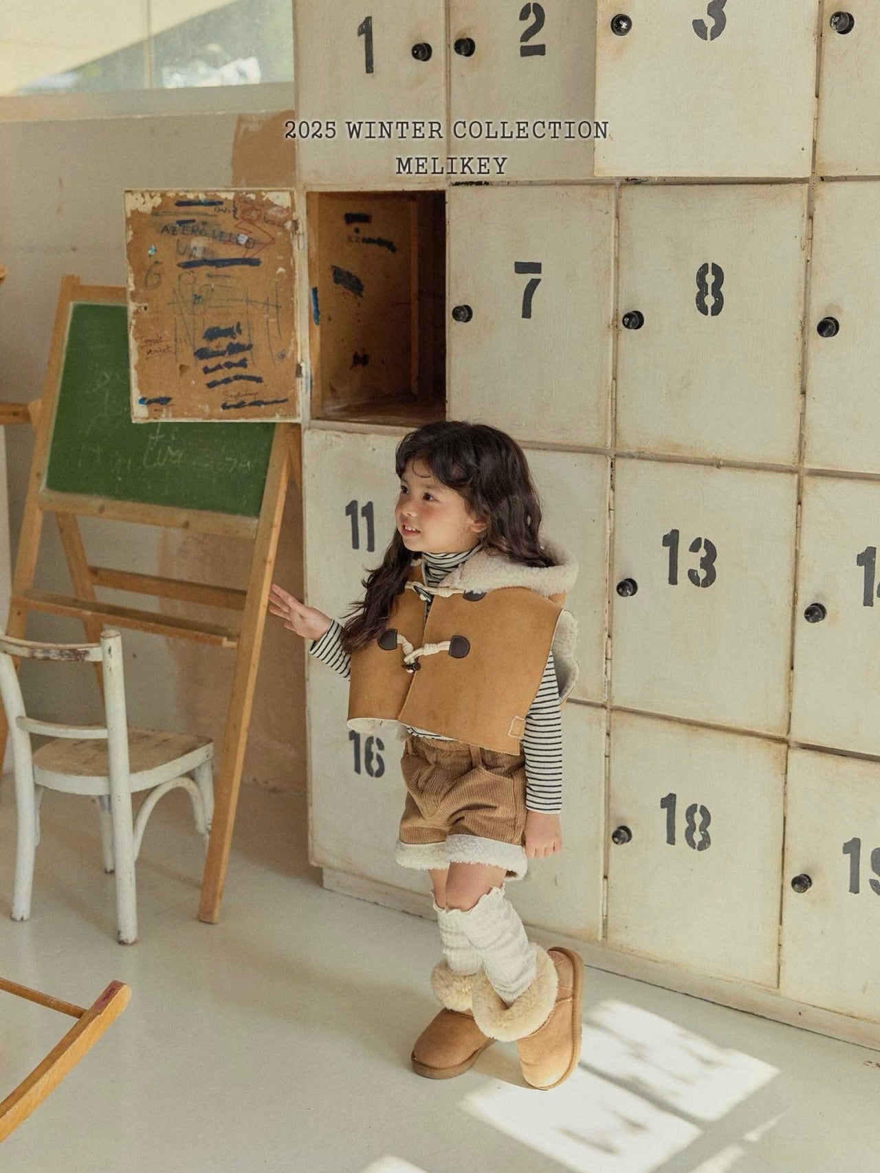 Shearling hooded cape