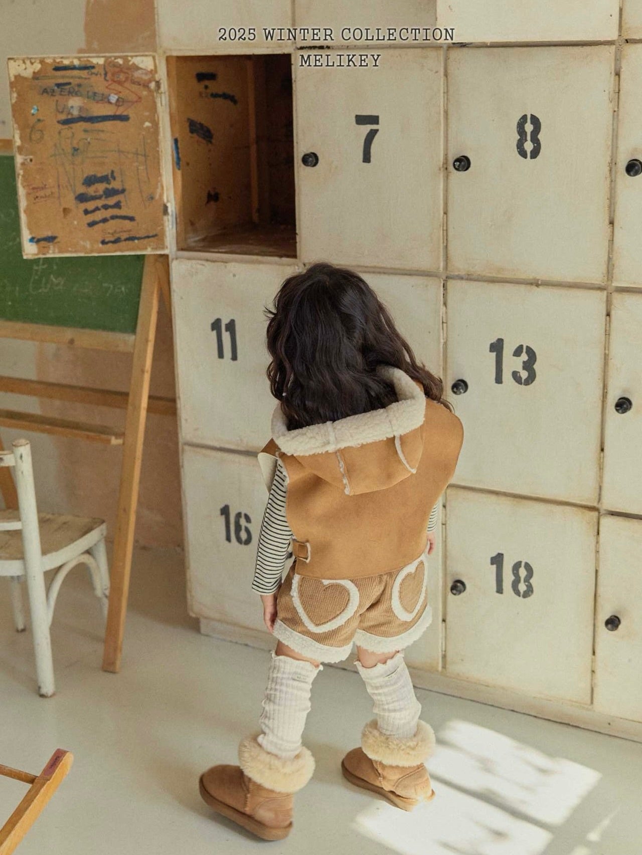 Shearling hooded cape