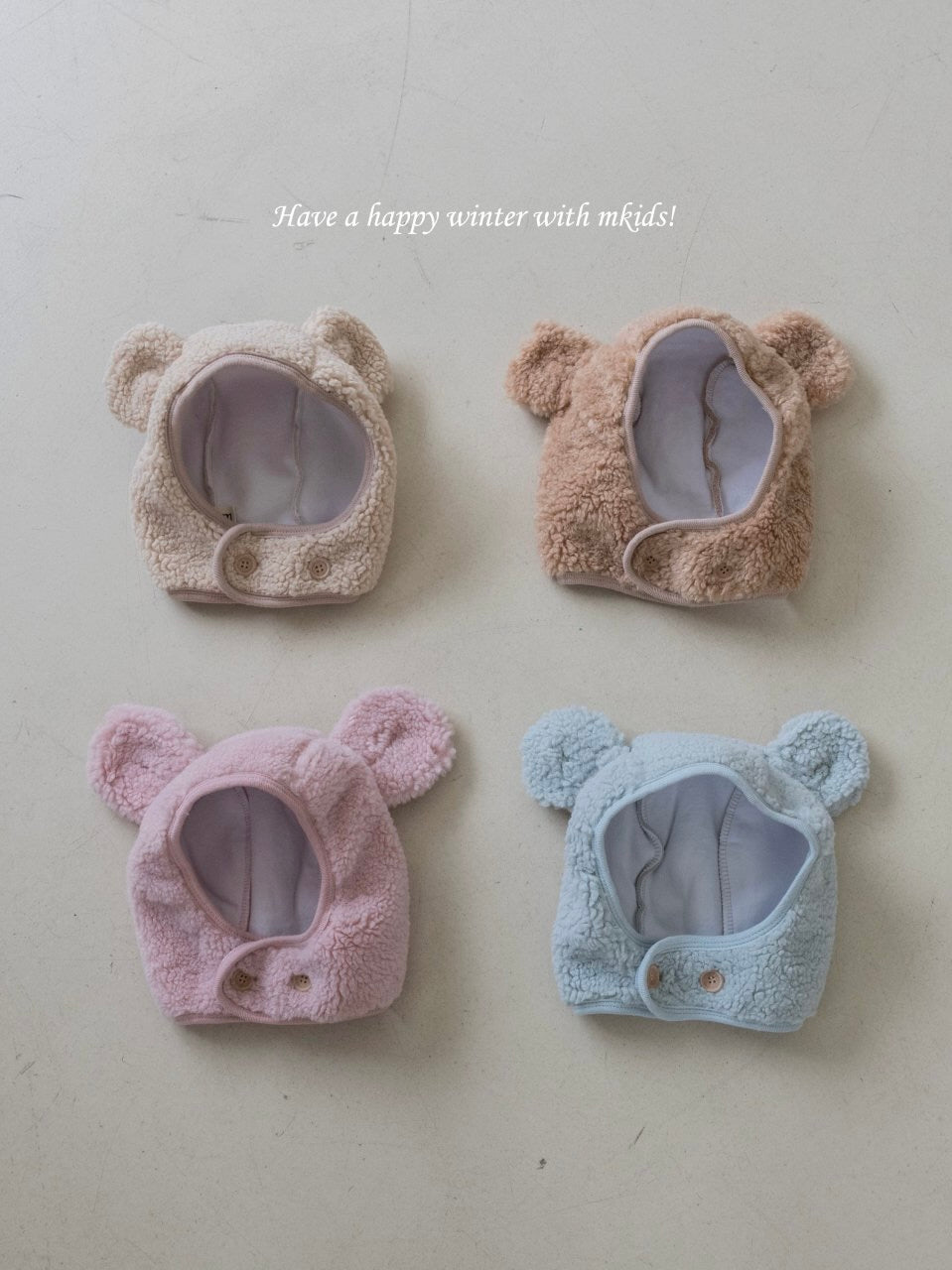 Pastel teddy bear hat