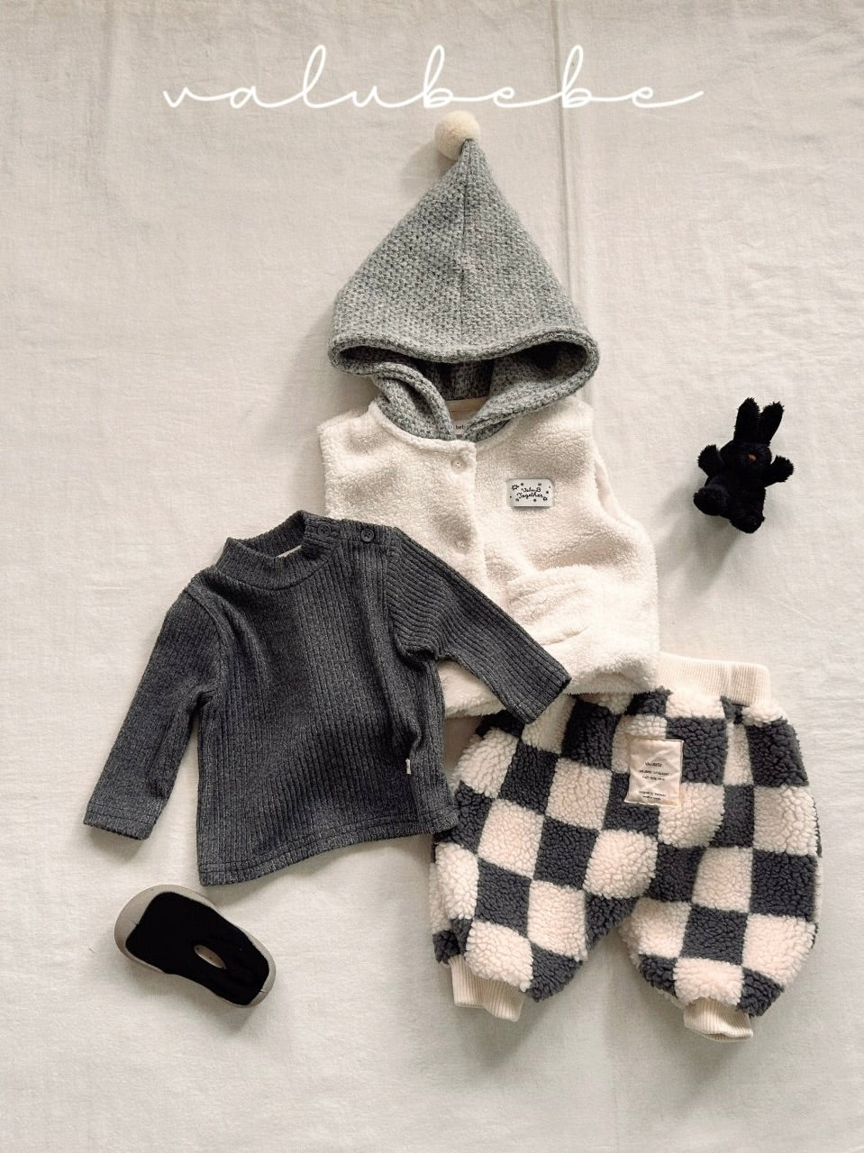 Big check fluffy jogger pants (baby)