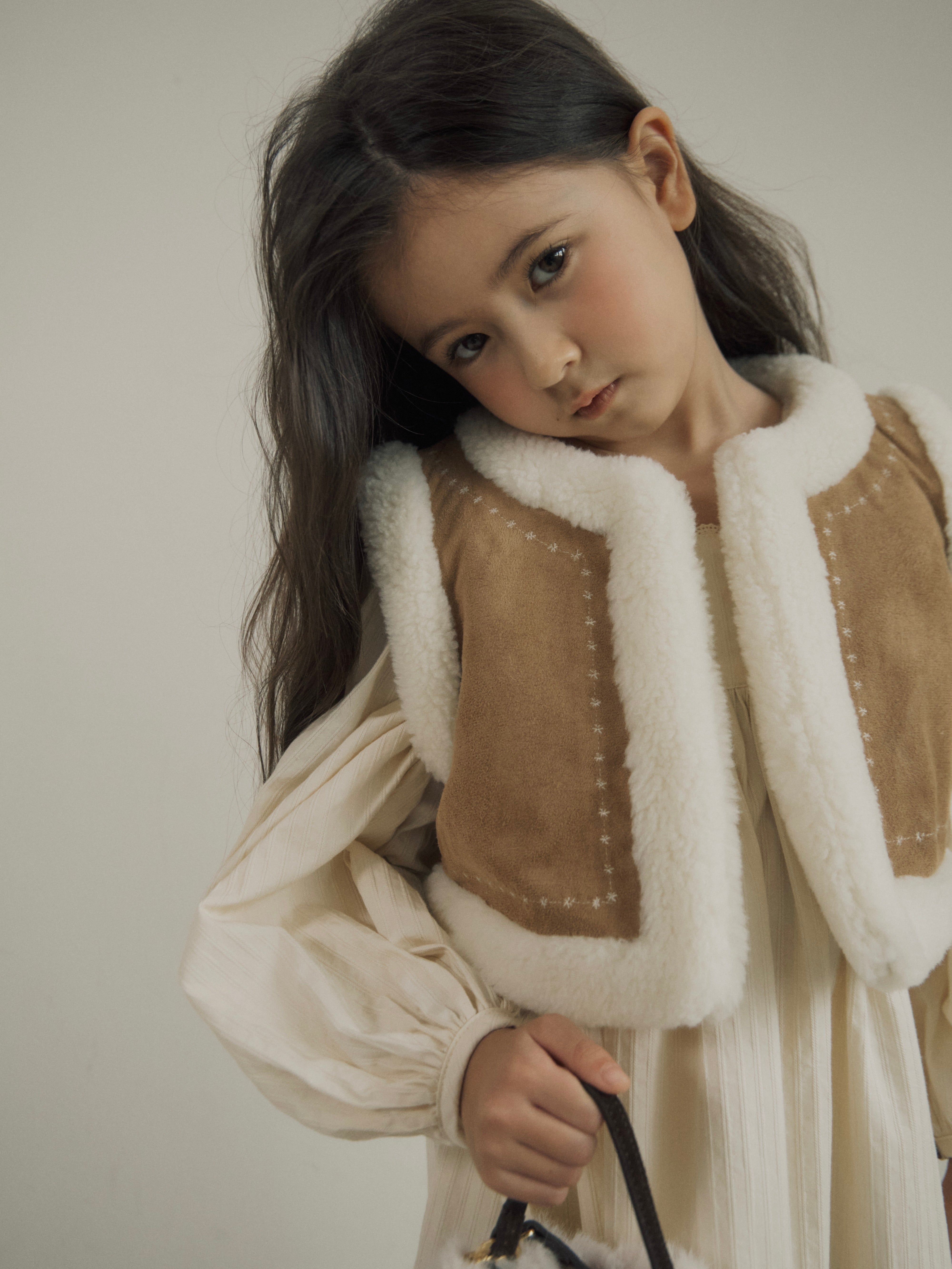 Suede reversible fur vest