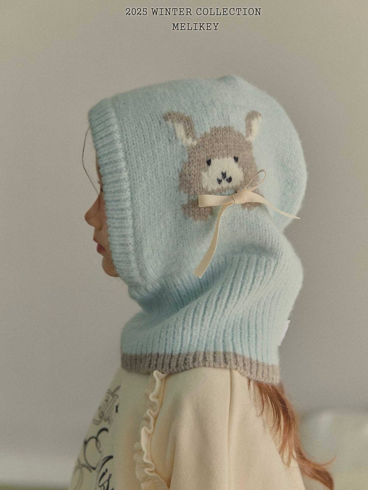 Bunny balaclava (with ribbon brooch)