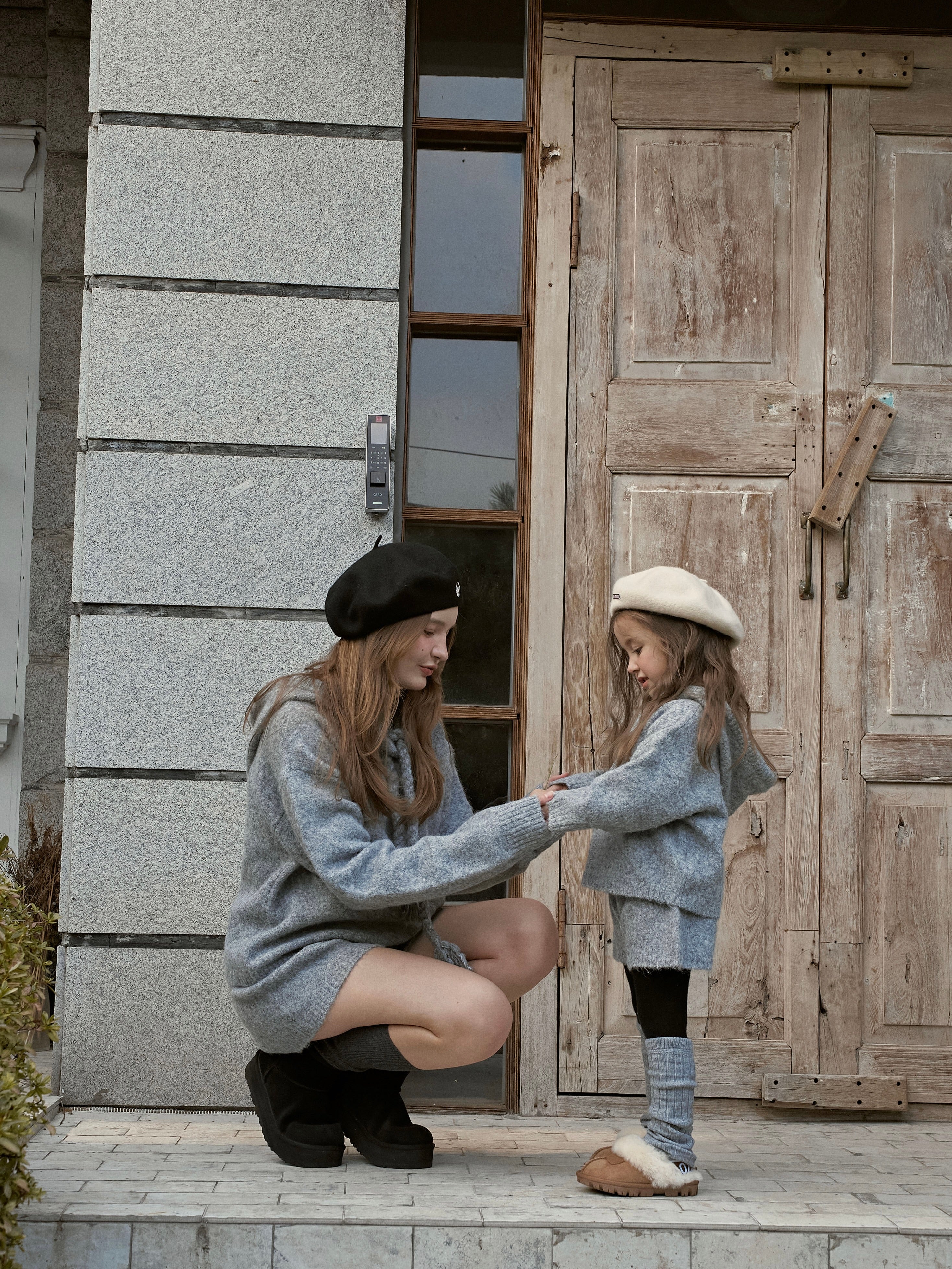 Knit hoodie set (kids and adult)