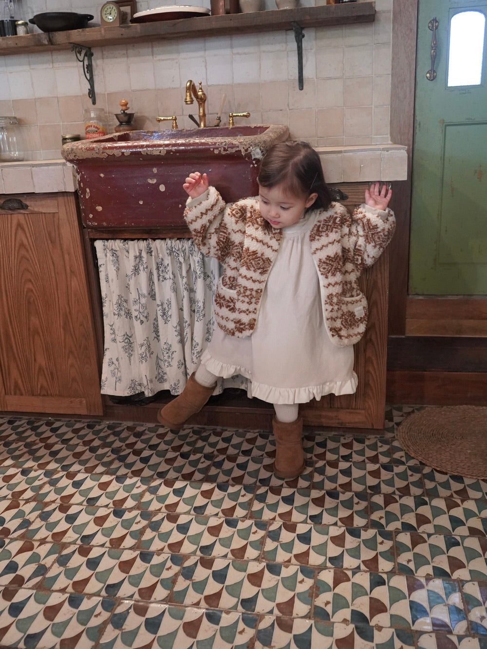 Corduroy frill one piece