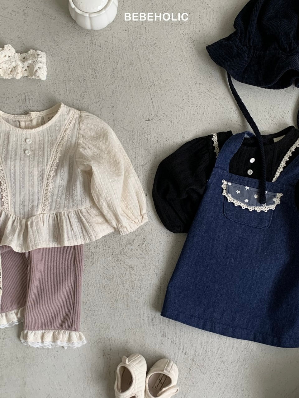 Lace frill peplum blouse