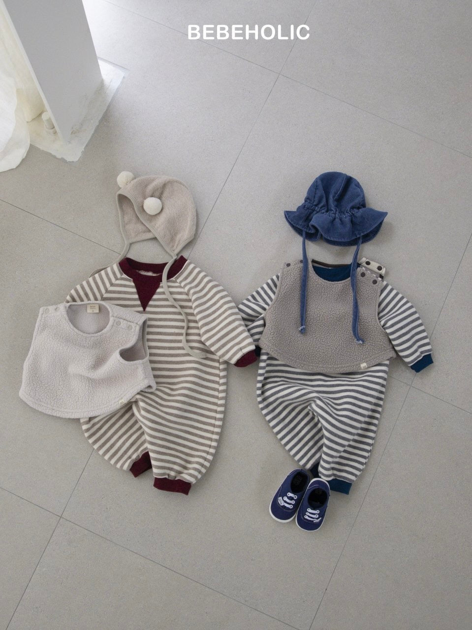 Papillon stripe rompers