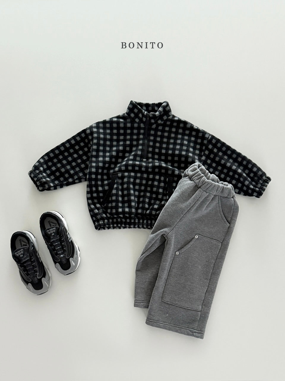 Mini check half-zip
