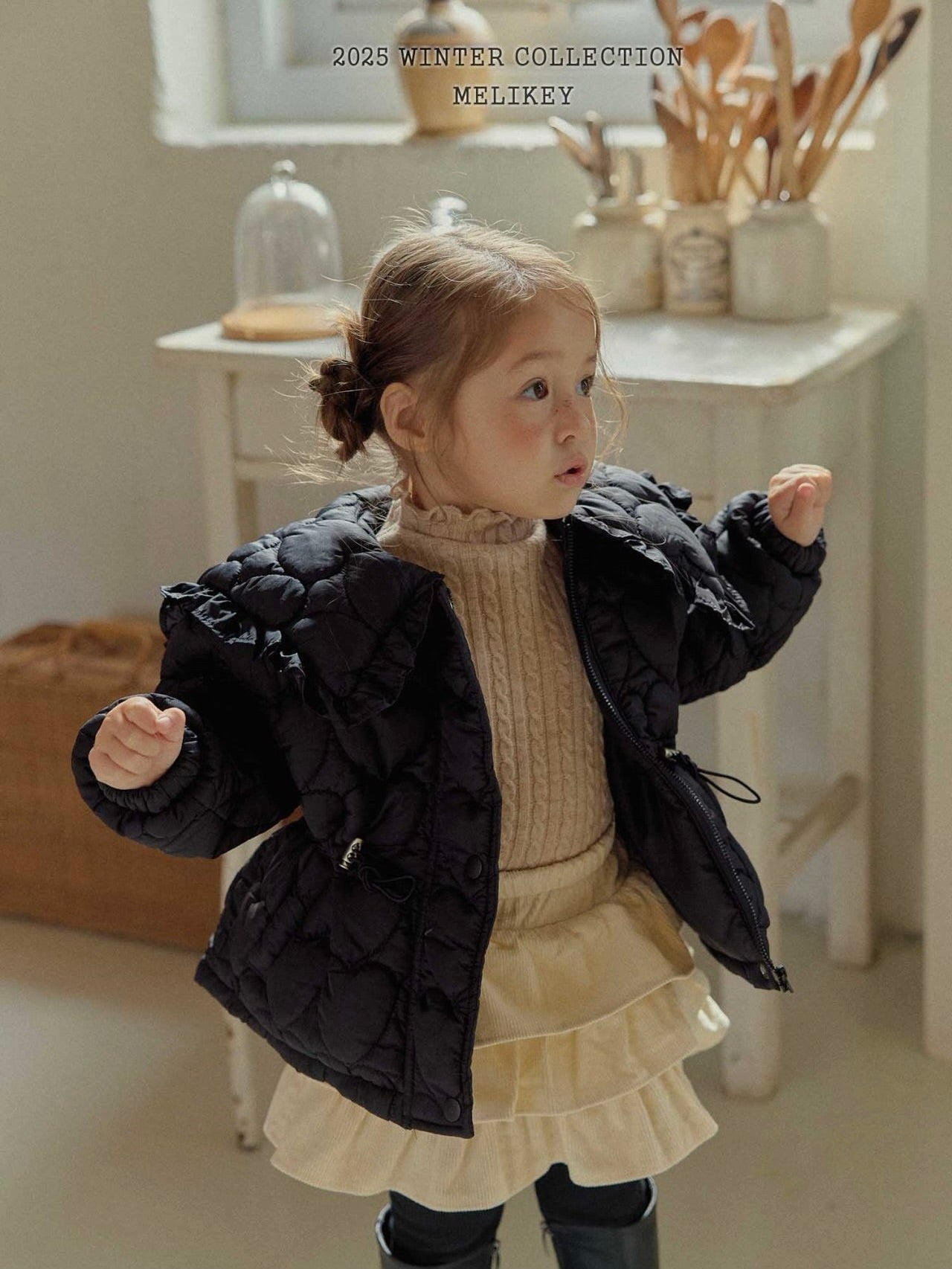 Heart quilted padding jacket