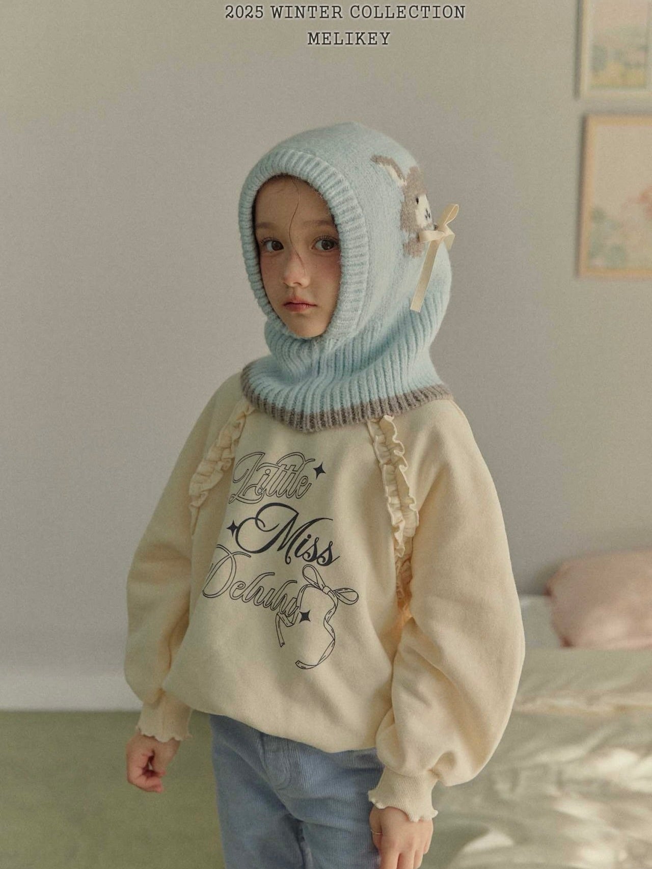 Bunny balaclava (with ribbon brooch)