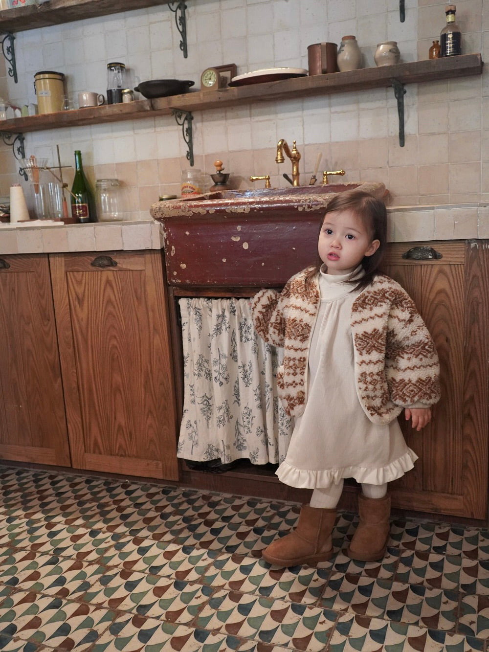 Corduroy frill one piece