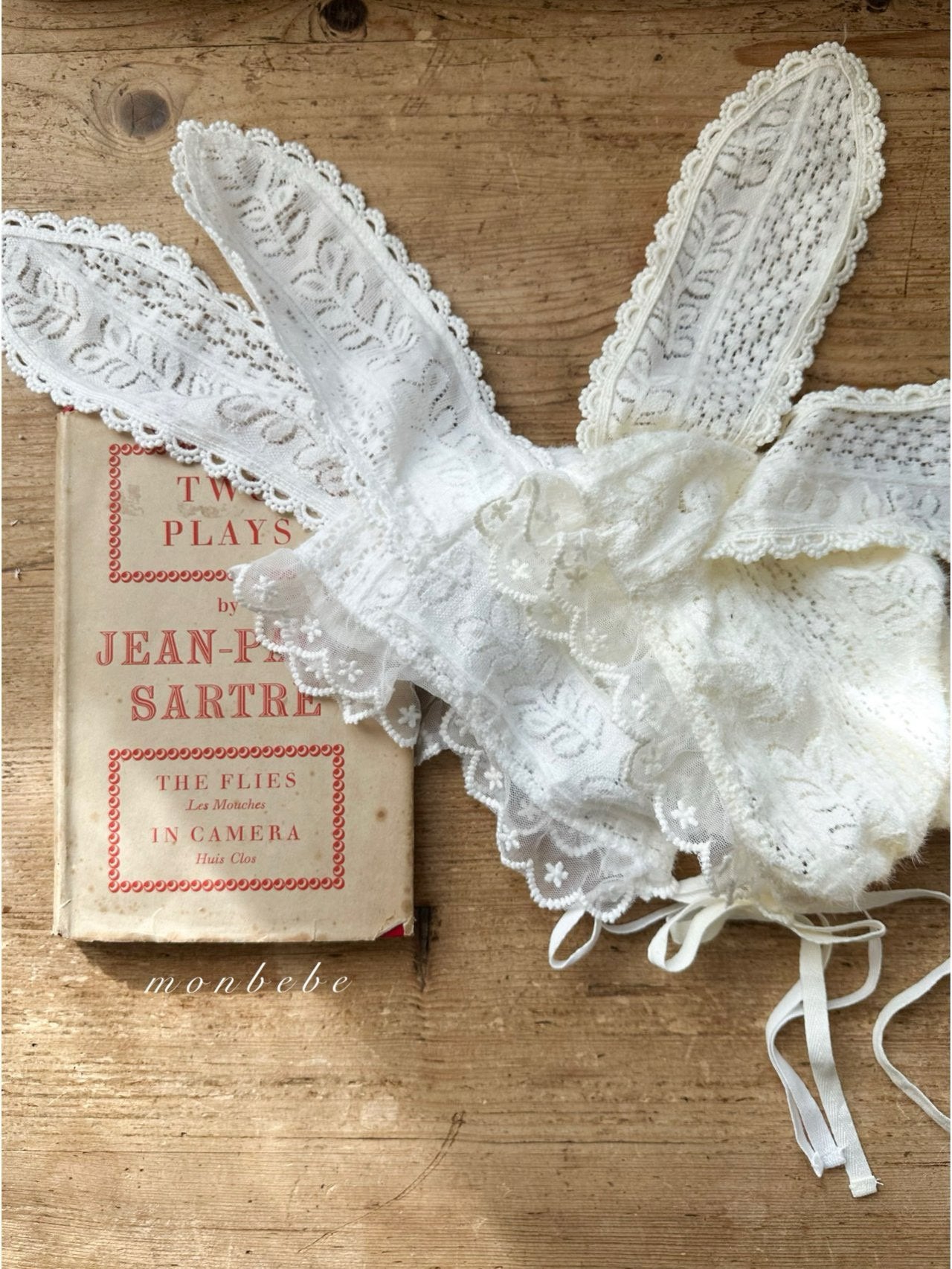 Winter bunny lace bonnet