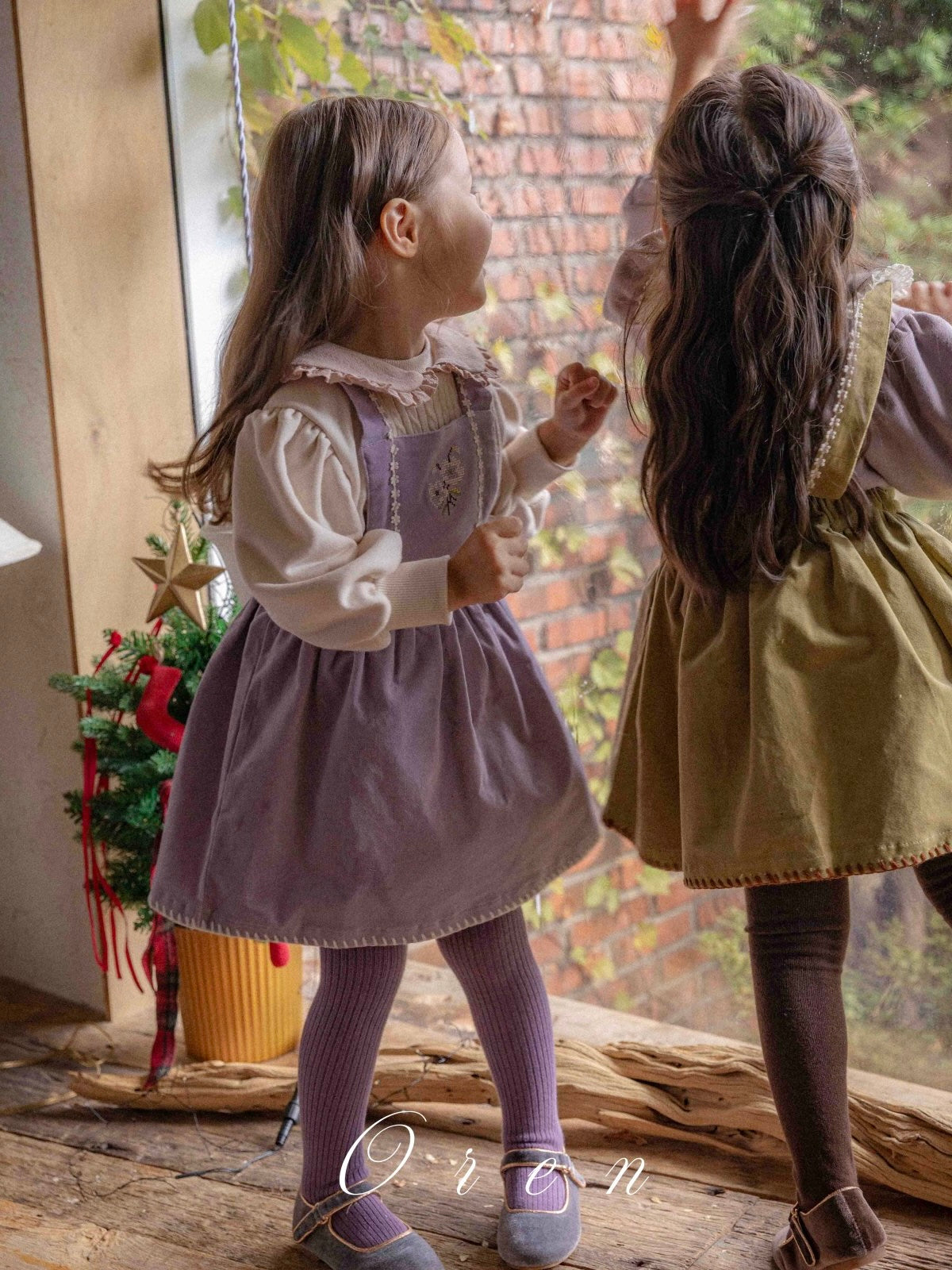 Velour ribbed tights