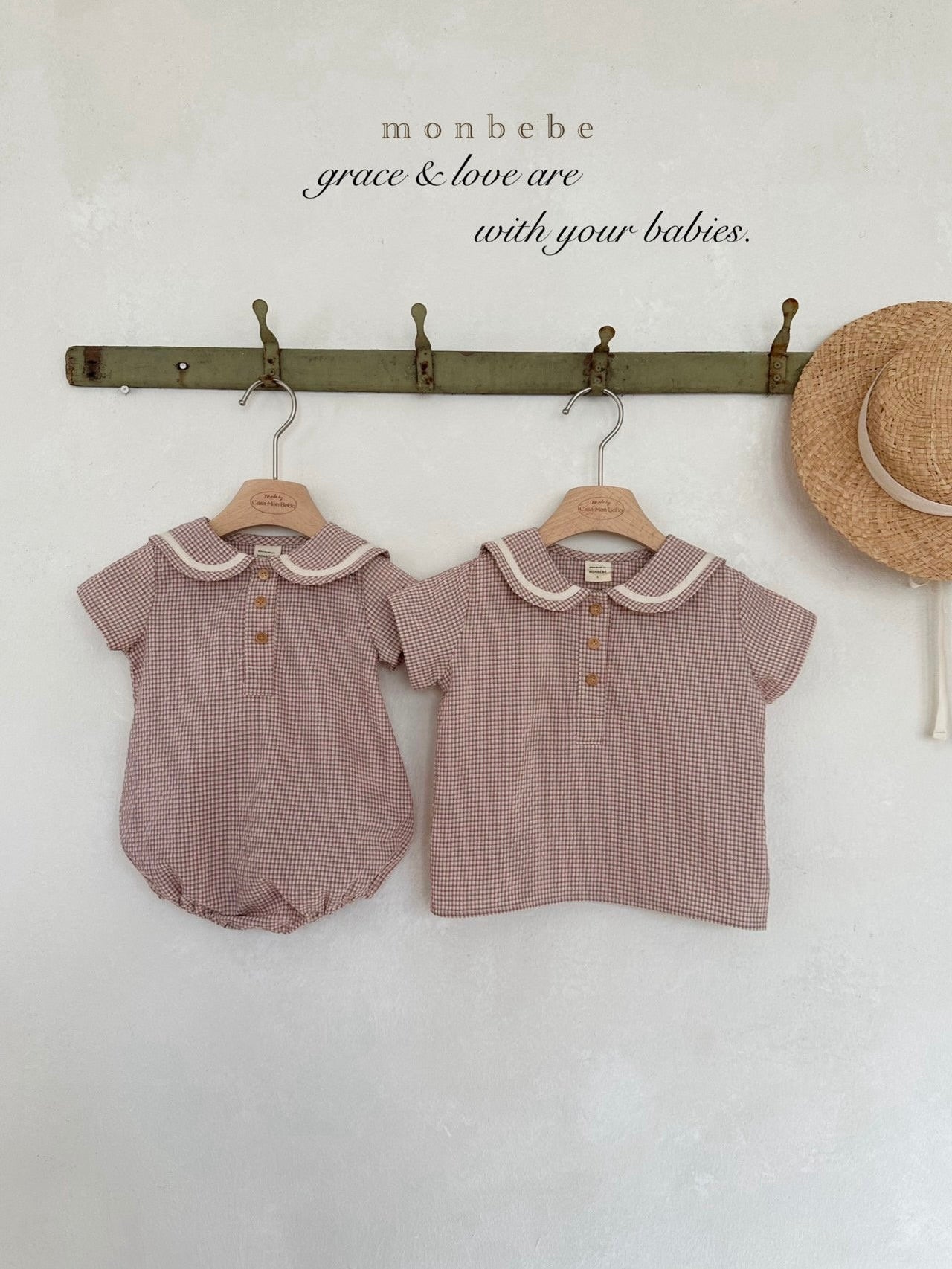 Checked sailor rompers