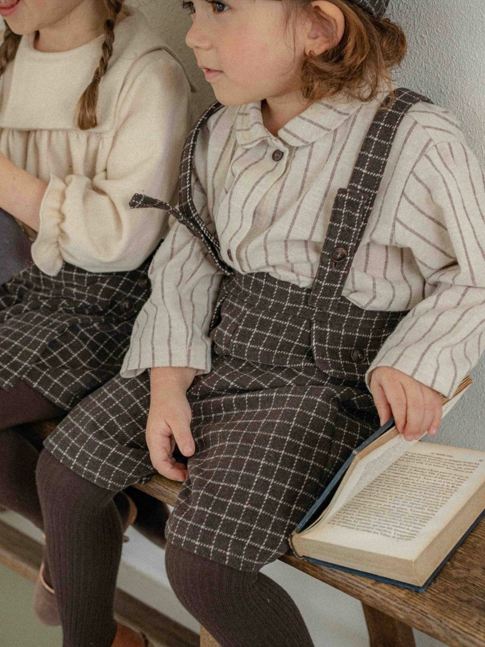Miel check suspender pants