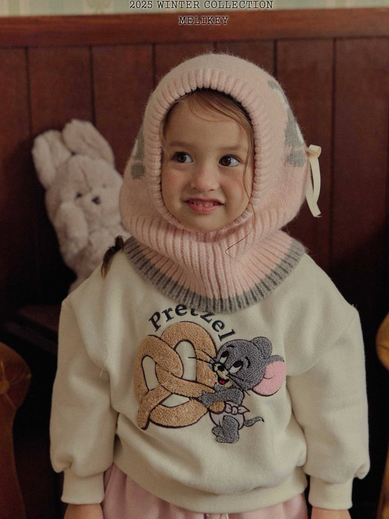 Bunny balaclava (with ribbon brooch)