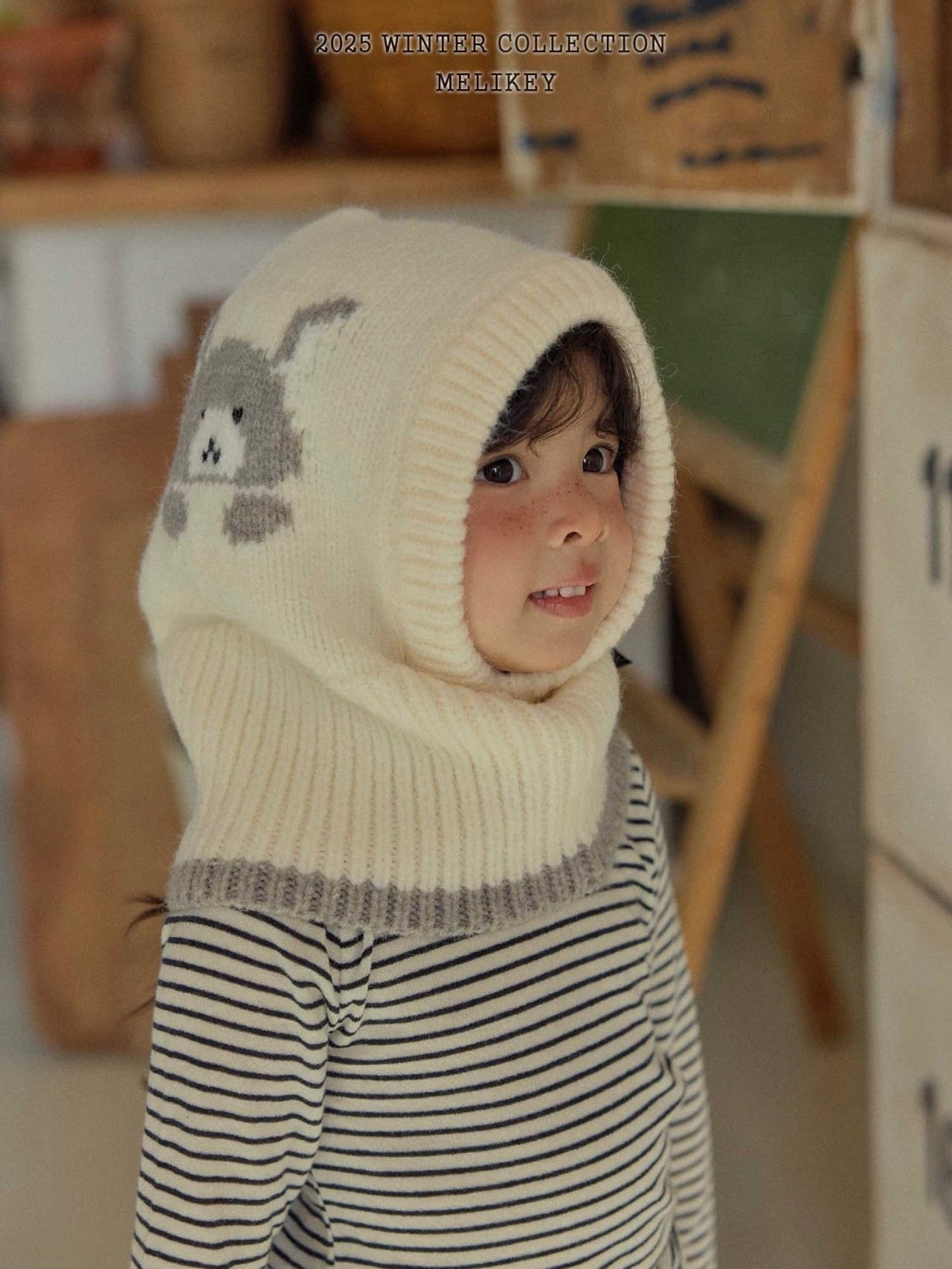 Bunny balaclava (with ribbon brooch)