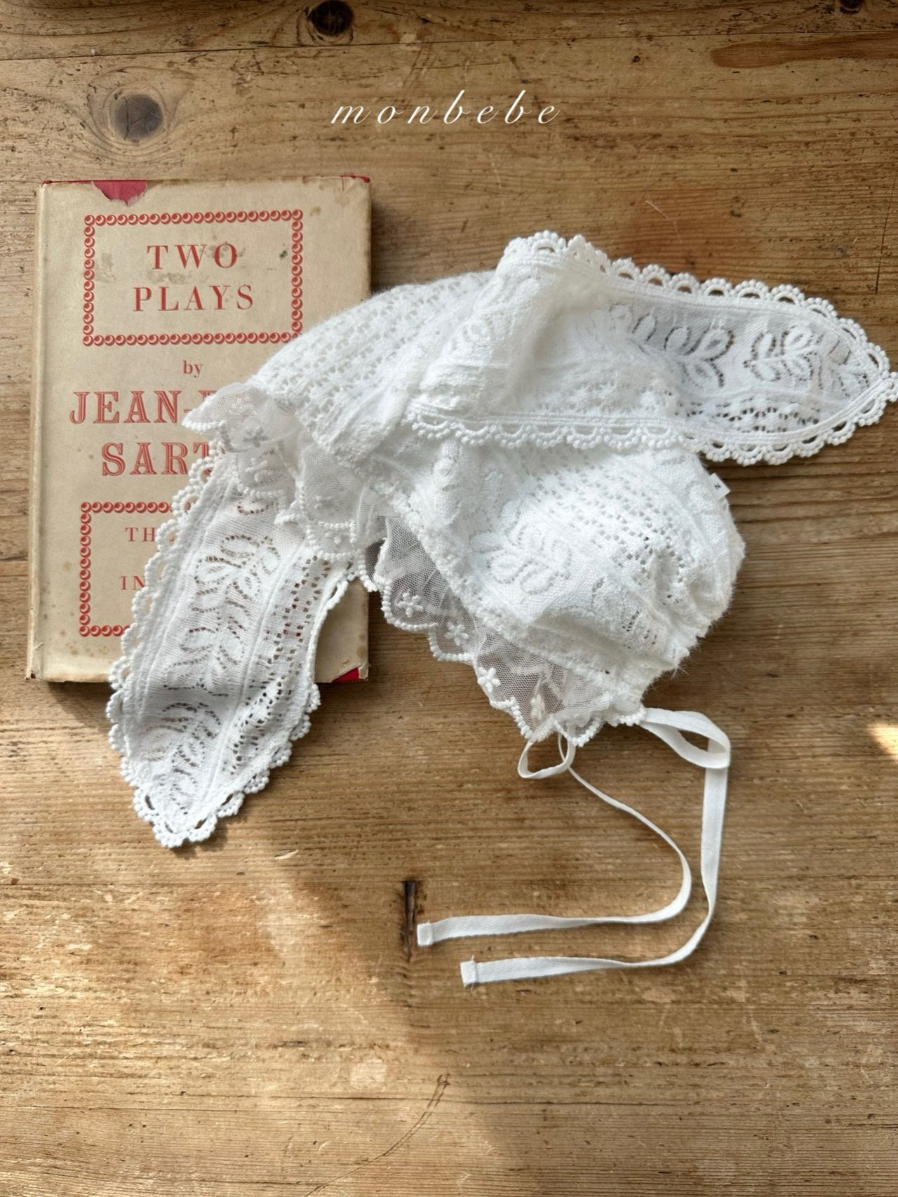 Winter bunny lace bonnet