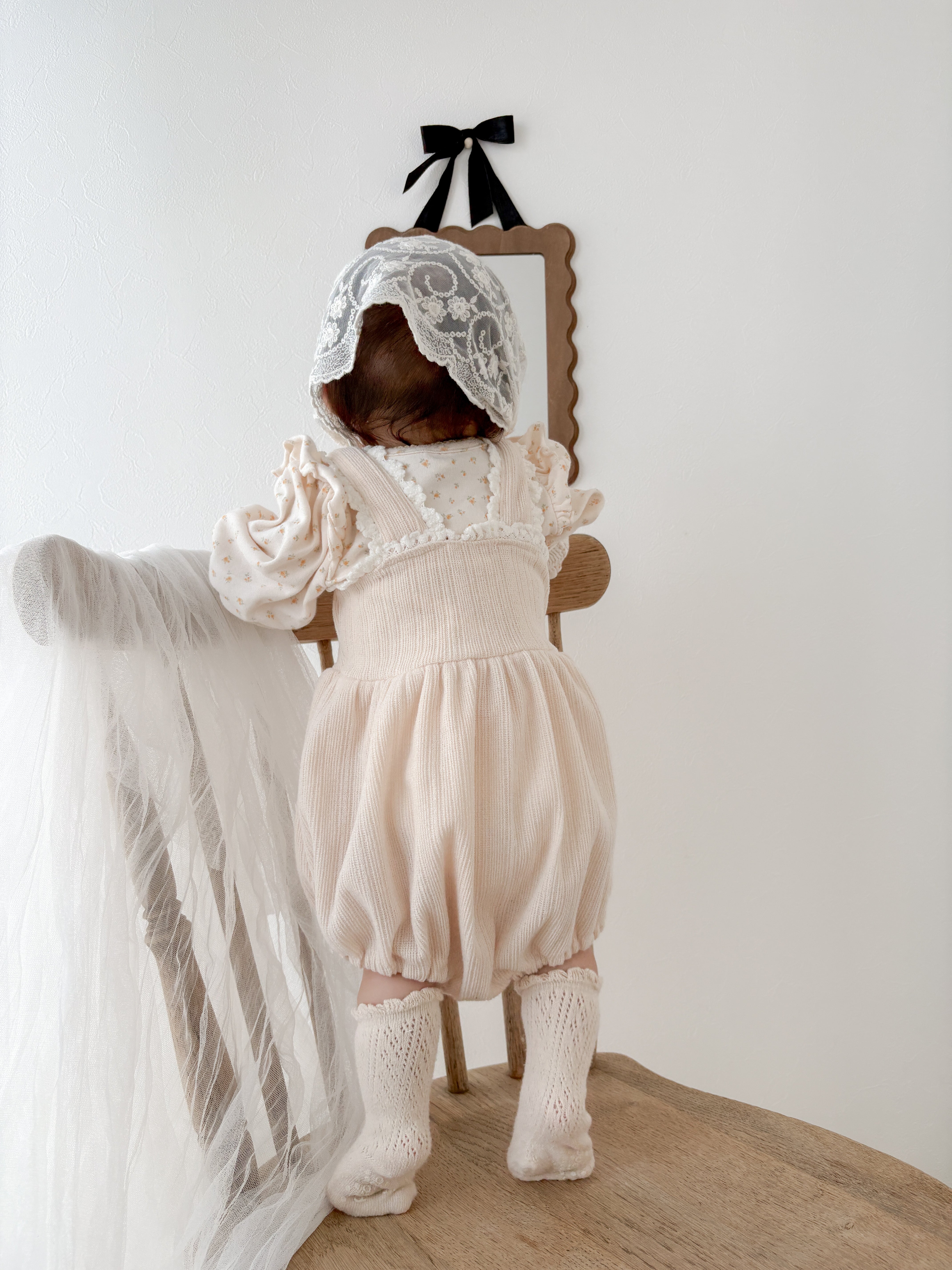 Lumi lace suspender rompers