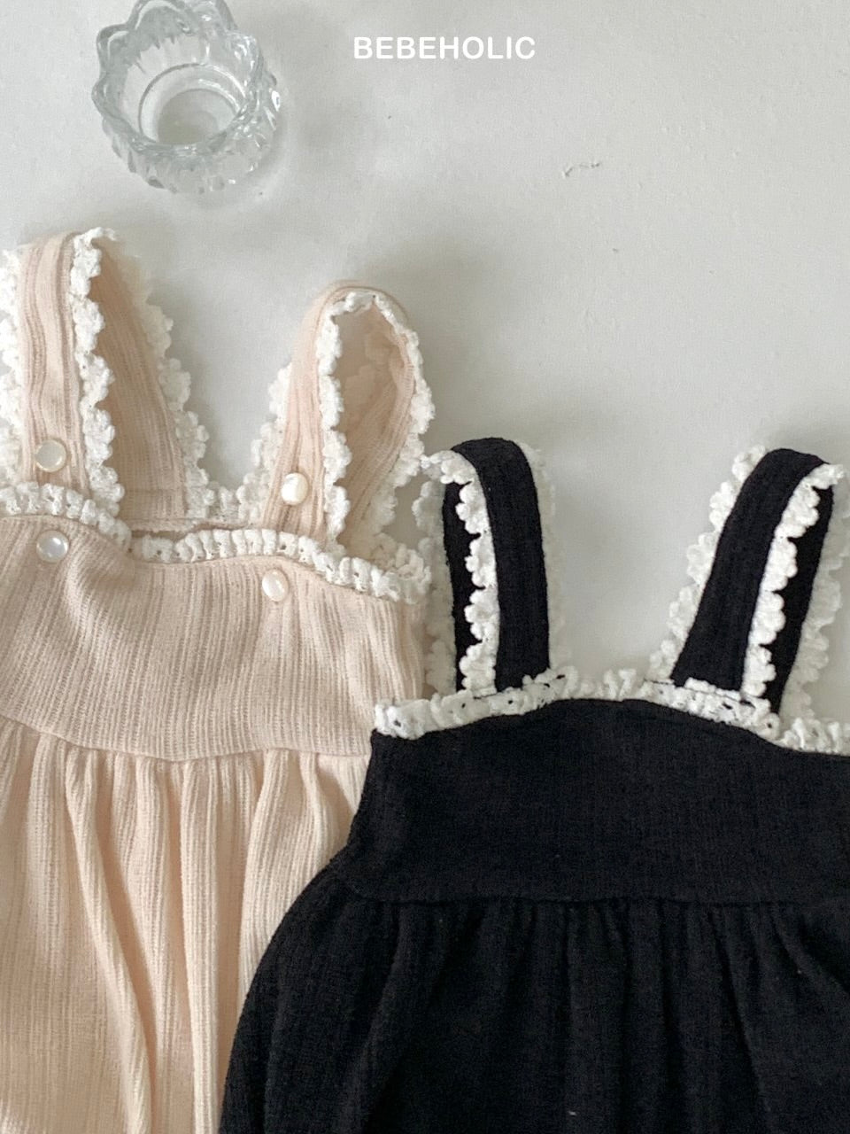 Lumi lace suspender rompers