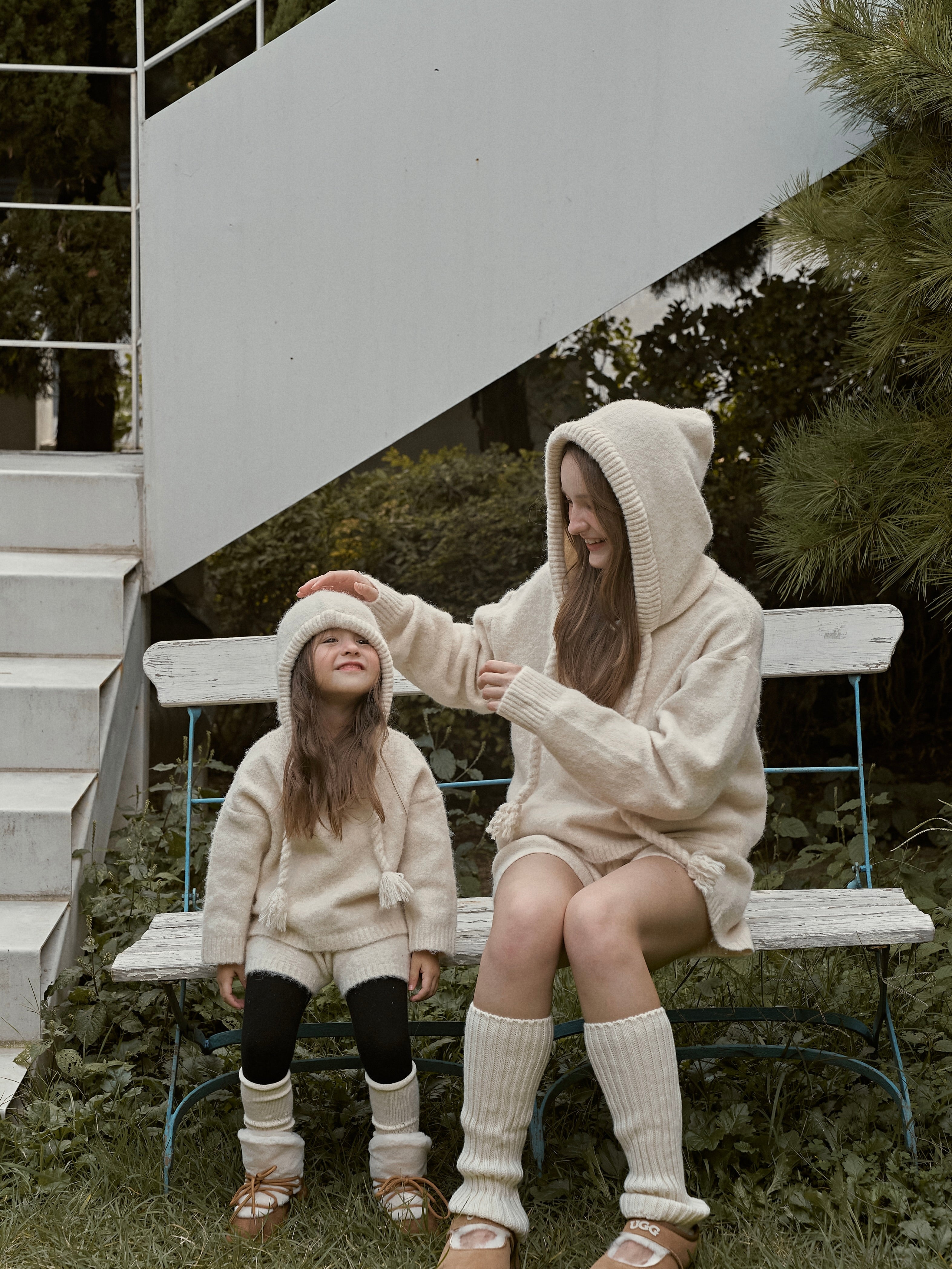 Knit hoodie set (kids and adult)
