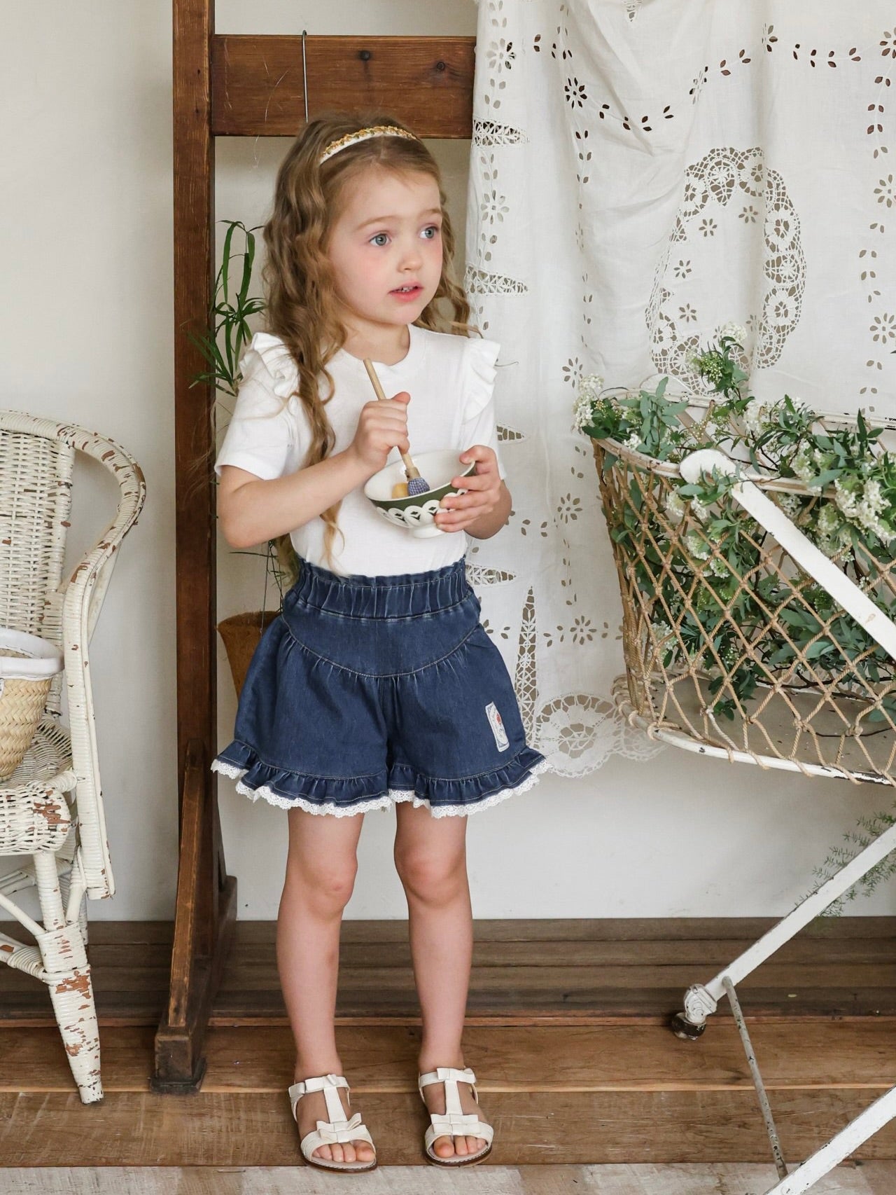 Rose denim pants