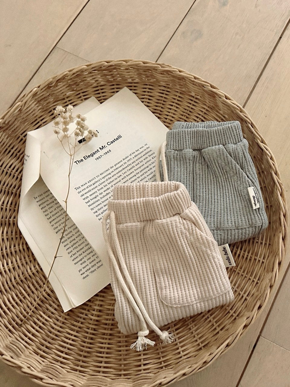 Wide waffle baggy pants