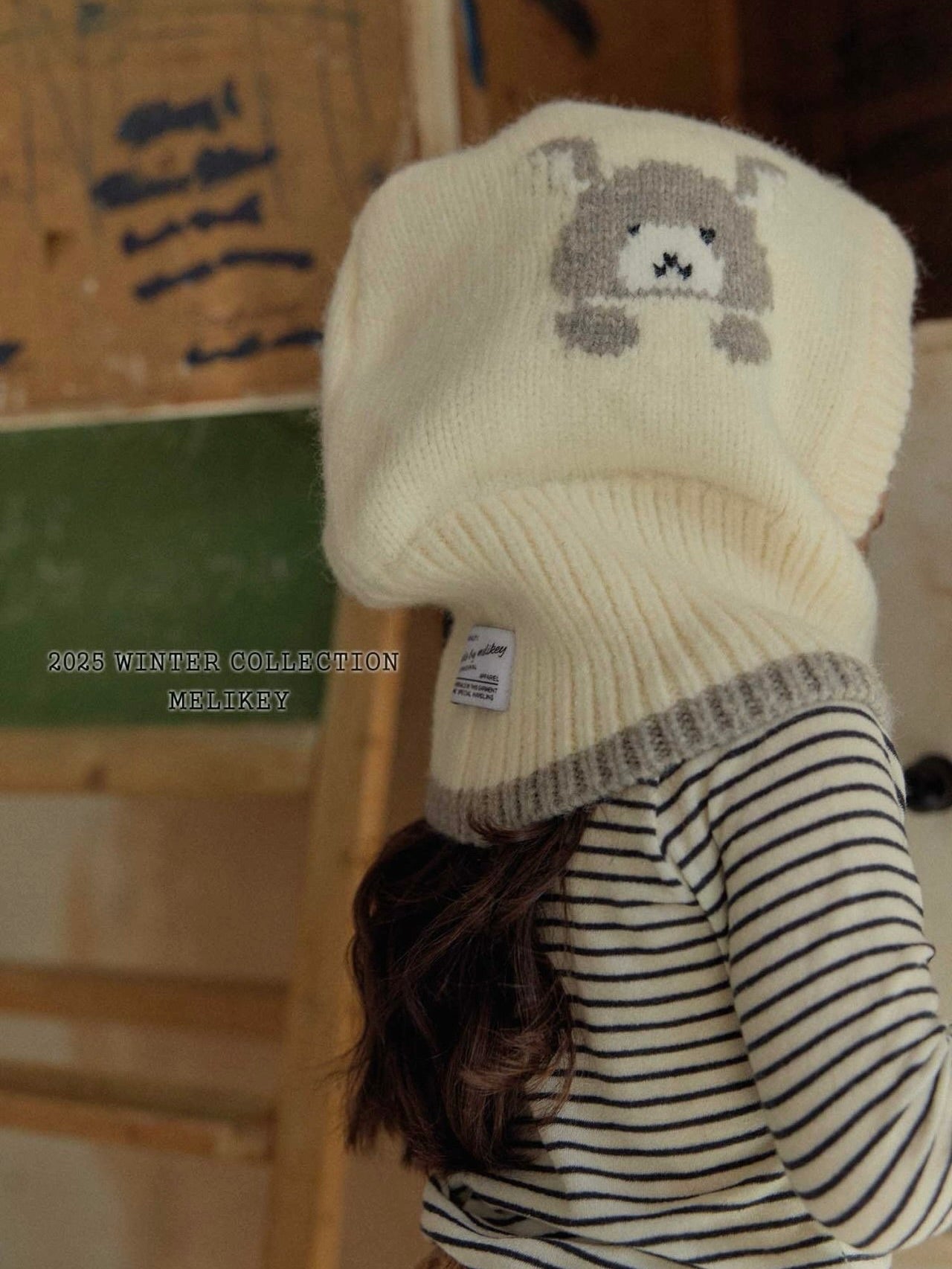 Bunny balaclava (with ribbon brooch)