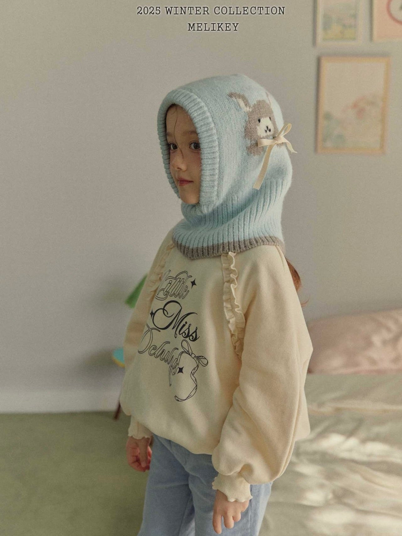 Bunny balaclava (with ribbon brooch)