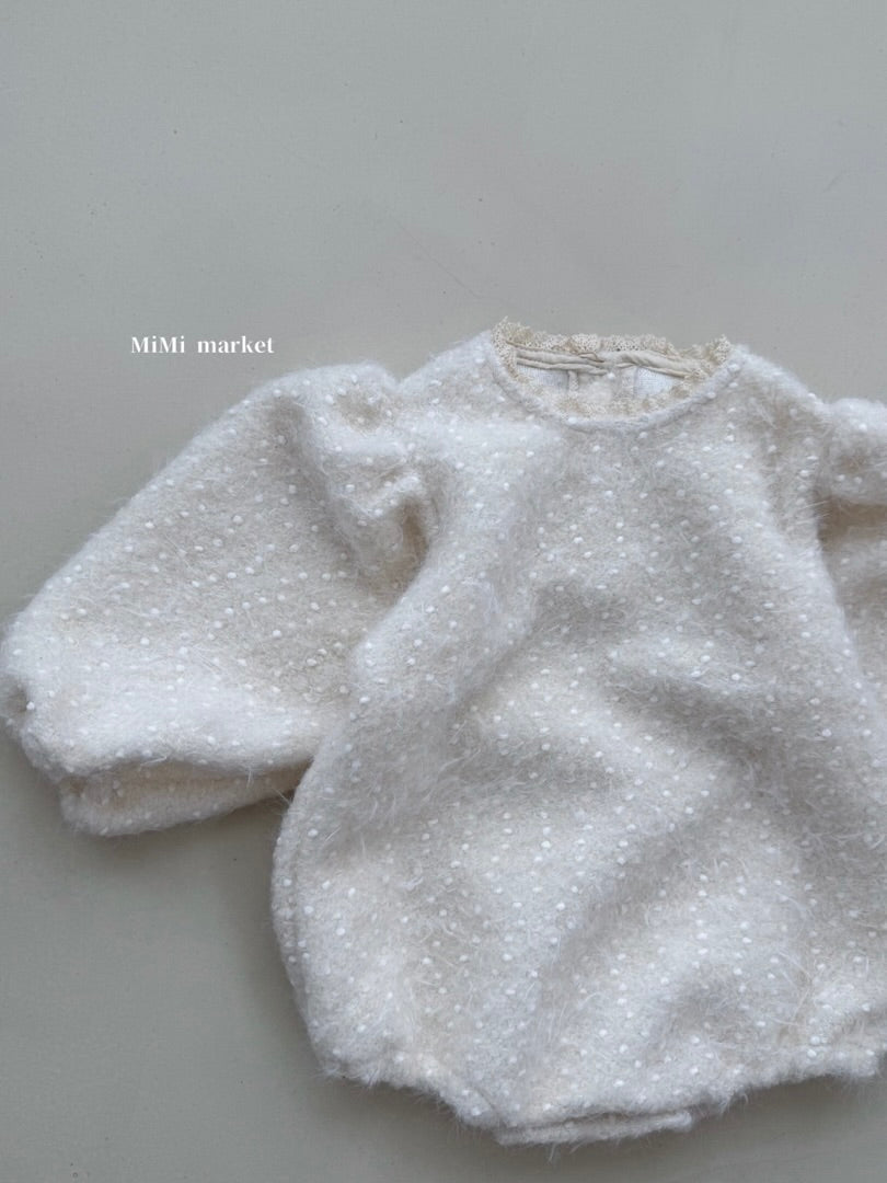 Puff sleeve wool rompers