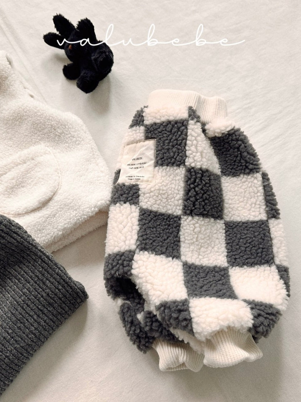 Big check fluffy jogger pants (baby)