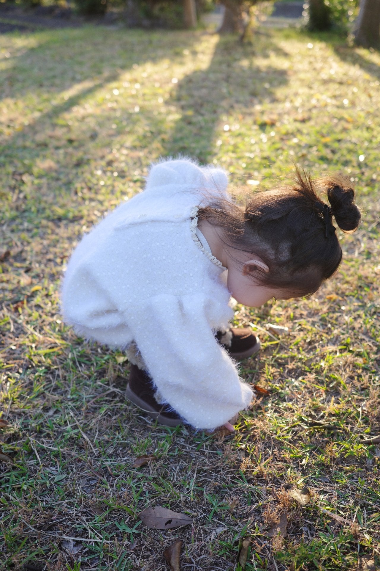 Puff sleeve wool rompers