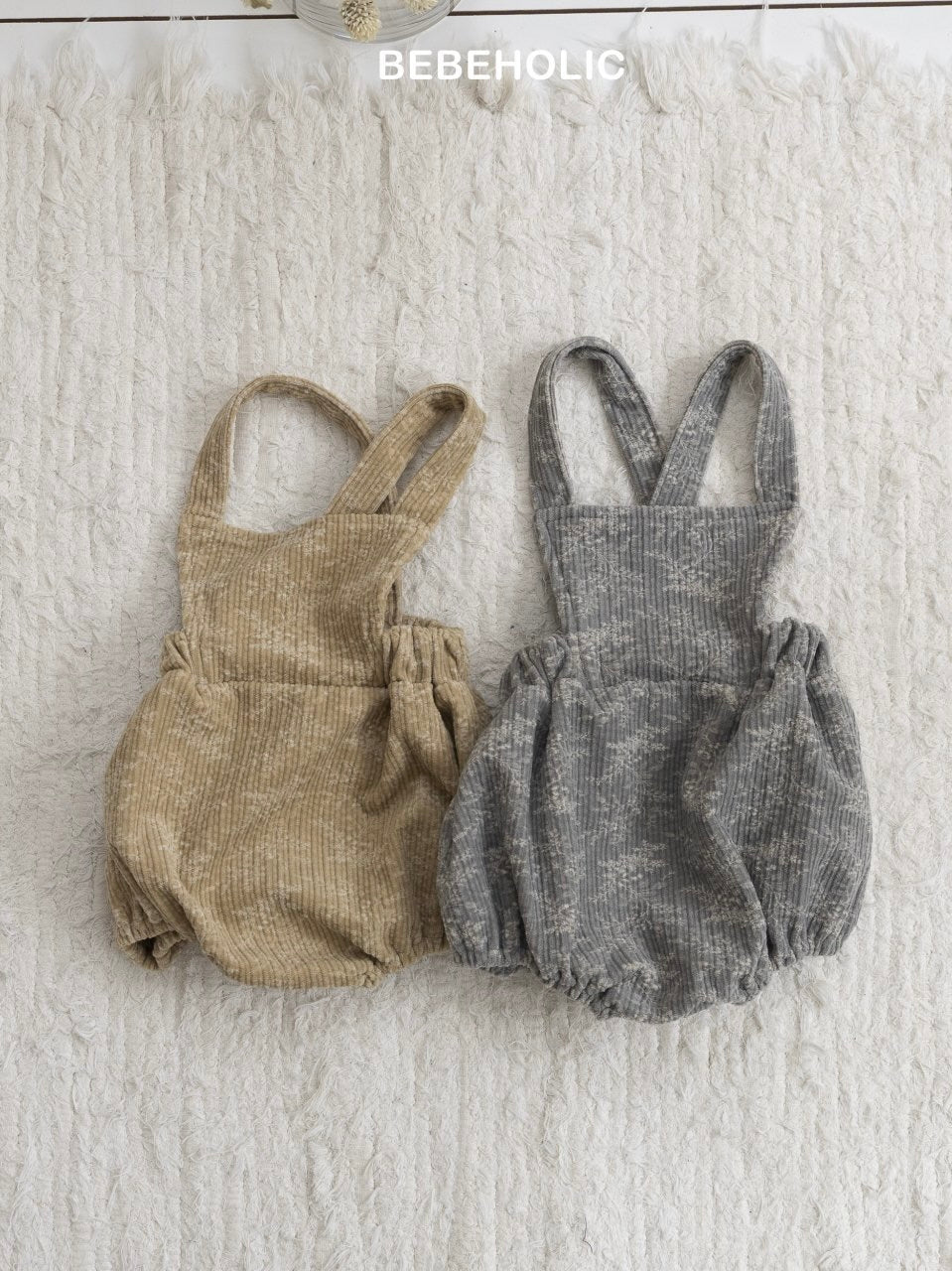 Caramel suspender rompers