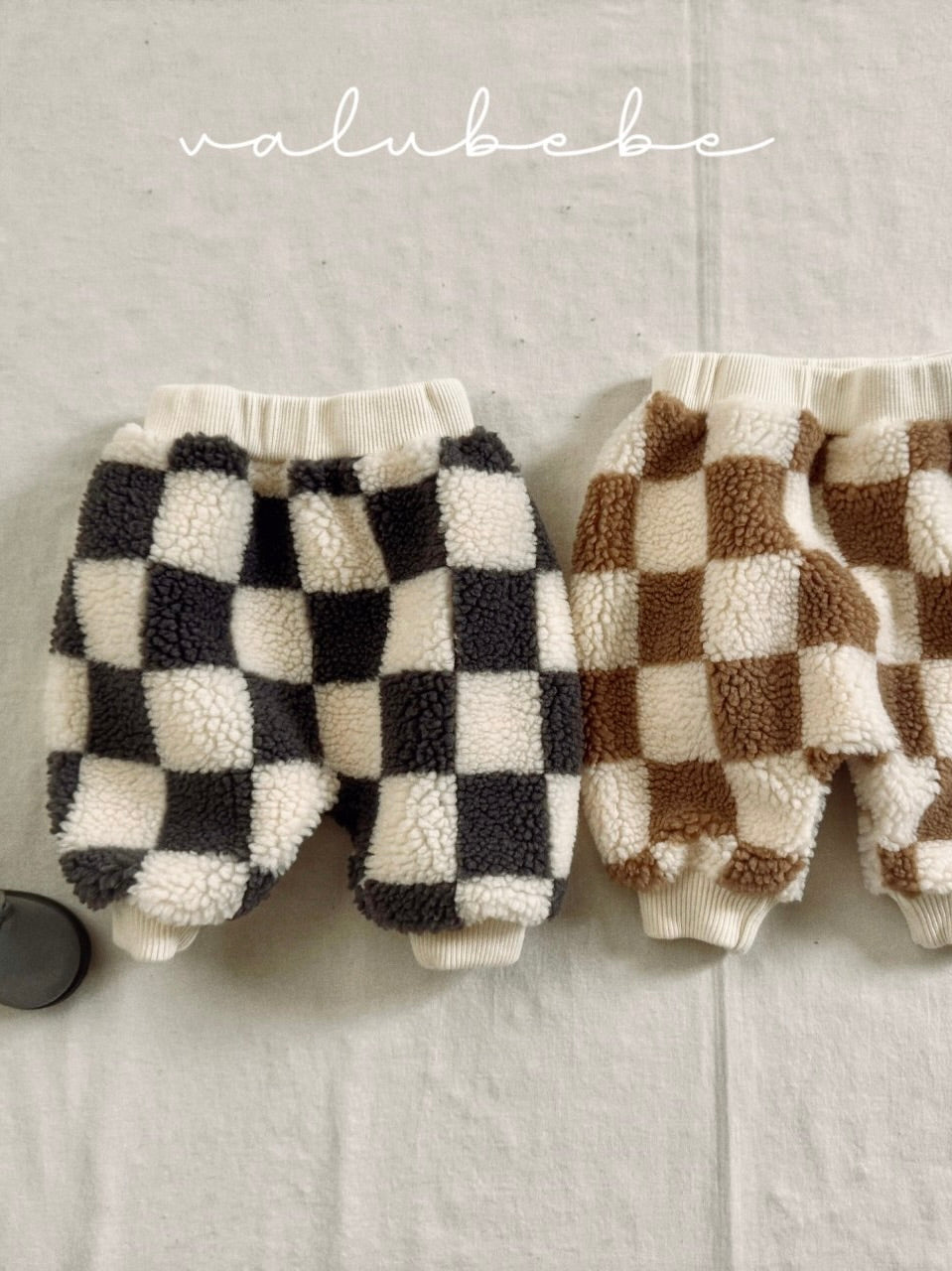 Big check fluffy jogger pants (baby)