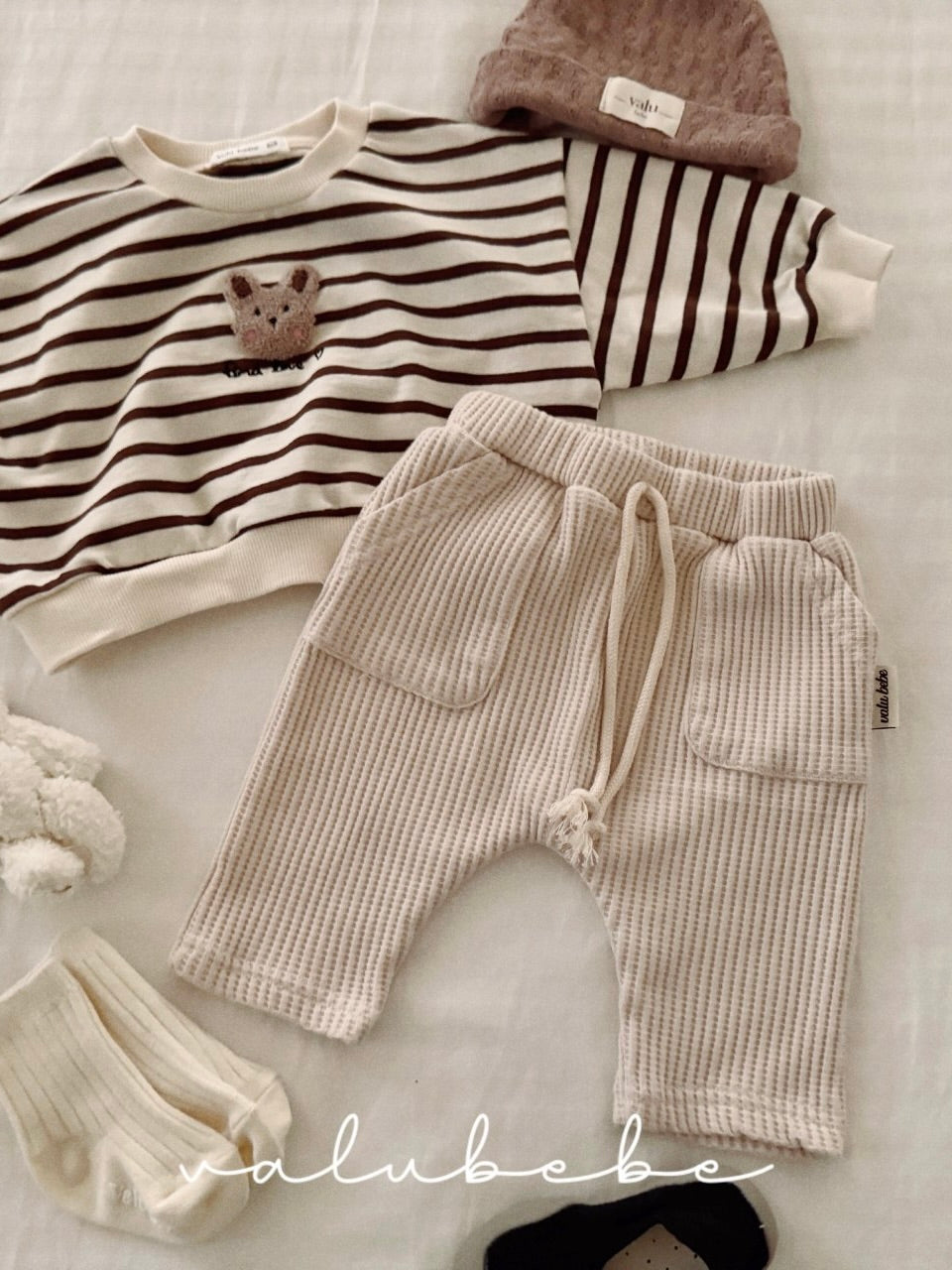 Wide waffle baggy pants