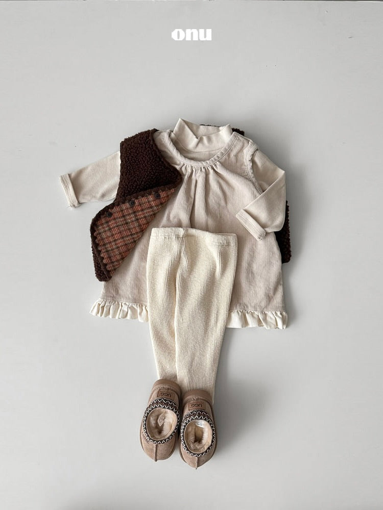 Corduroy frill one piece