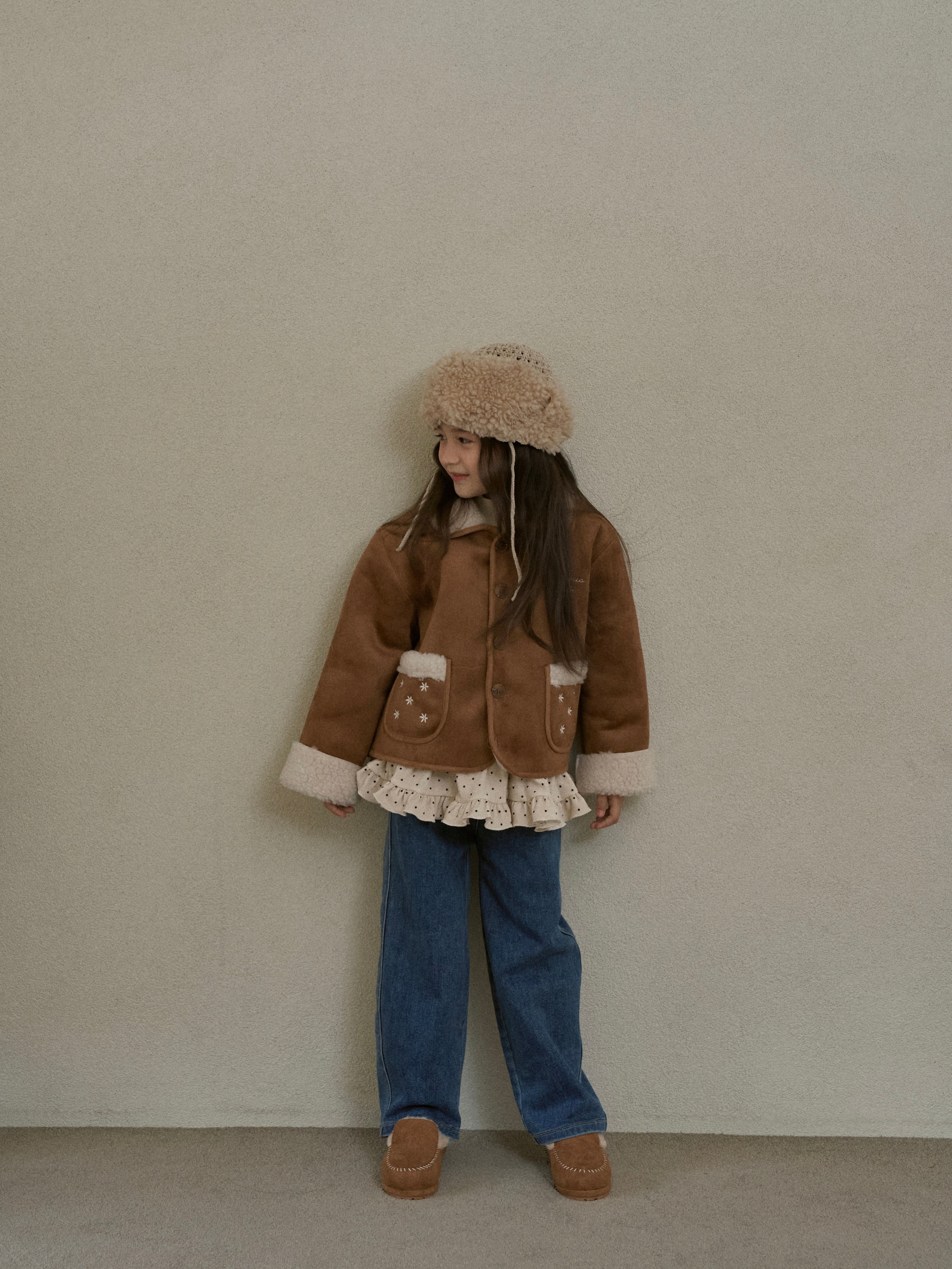 Flower shearling jacket
