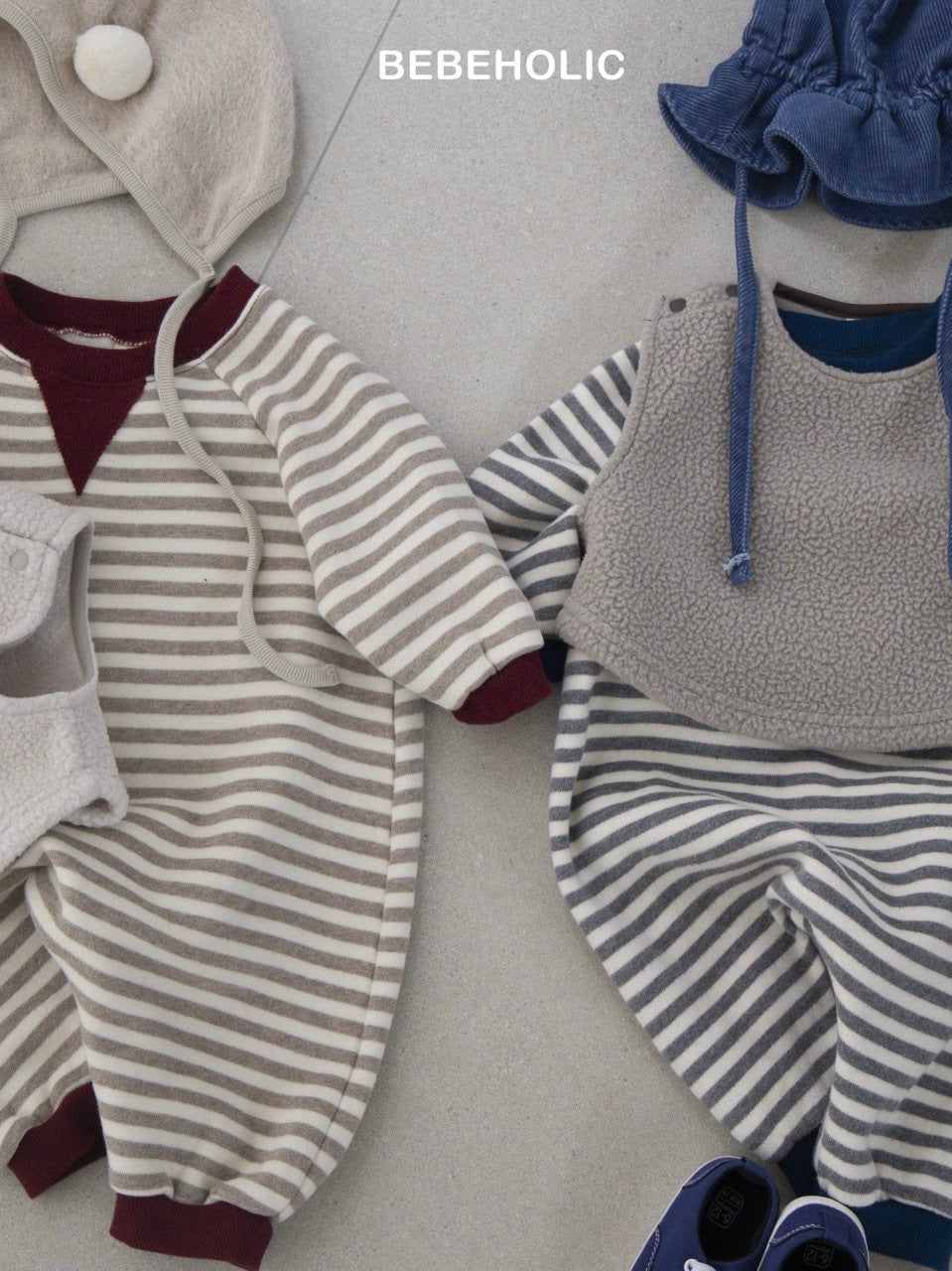 Papillon stripe rompers