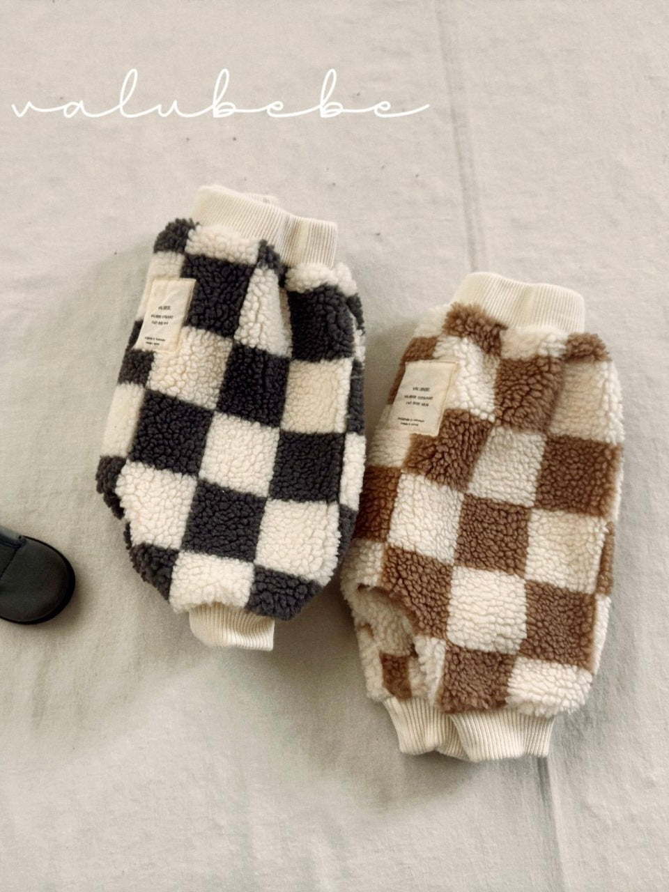 Big check fluffy jogger pants (baby)