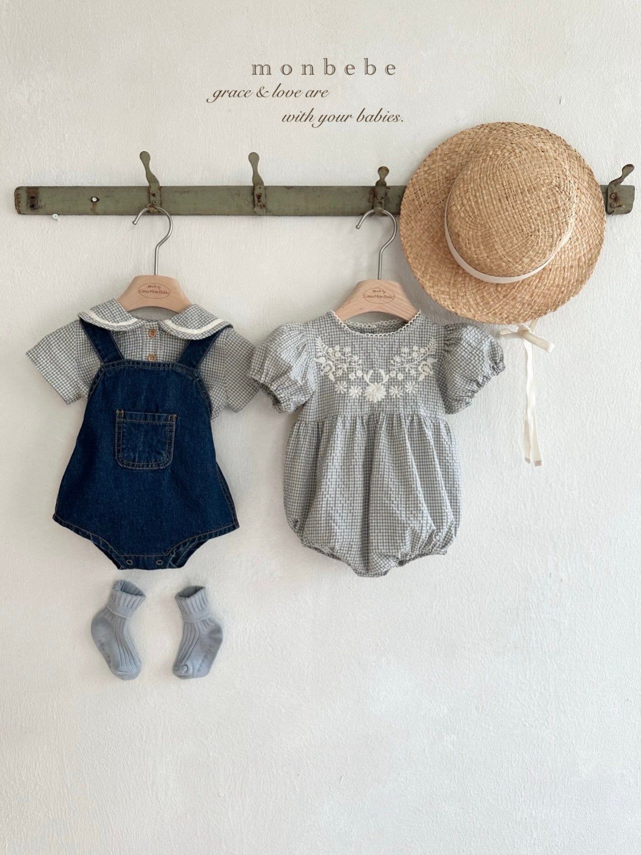 Checked sailor rompers