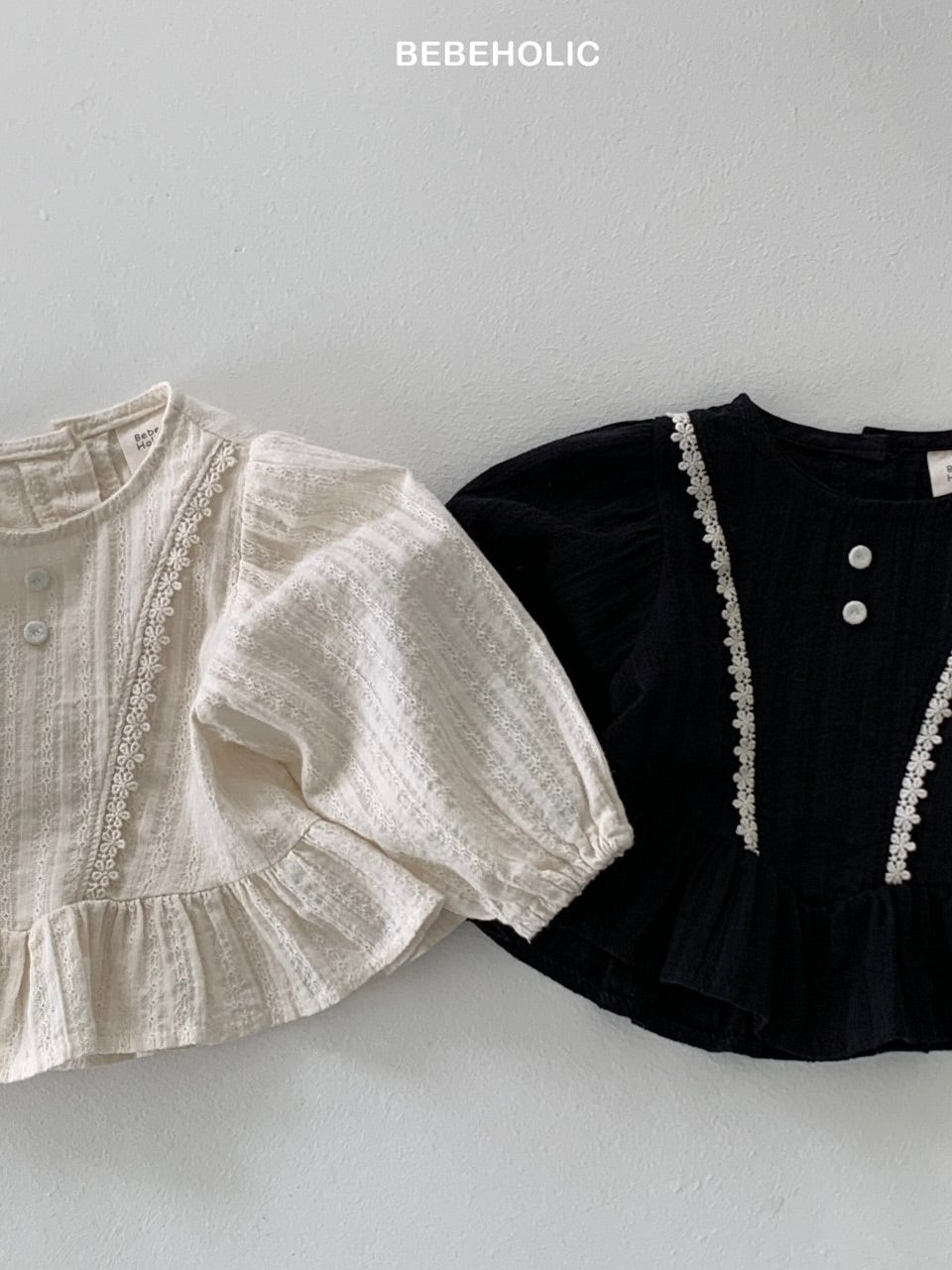 Lace frill peplum blouse